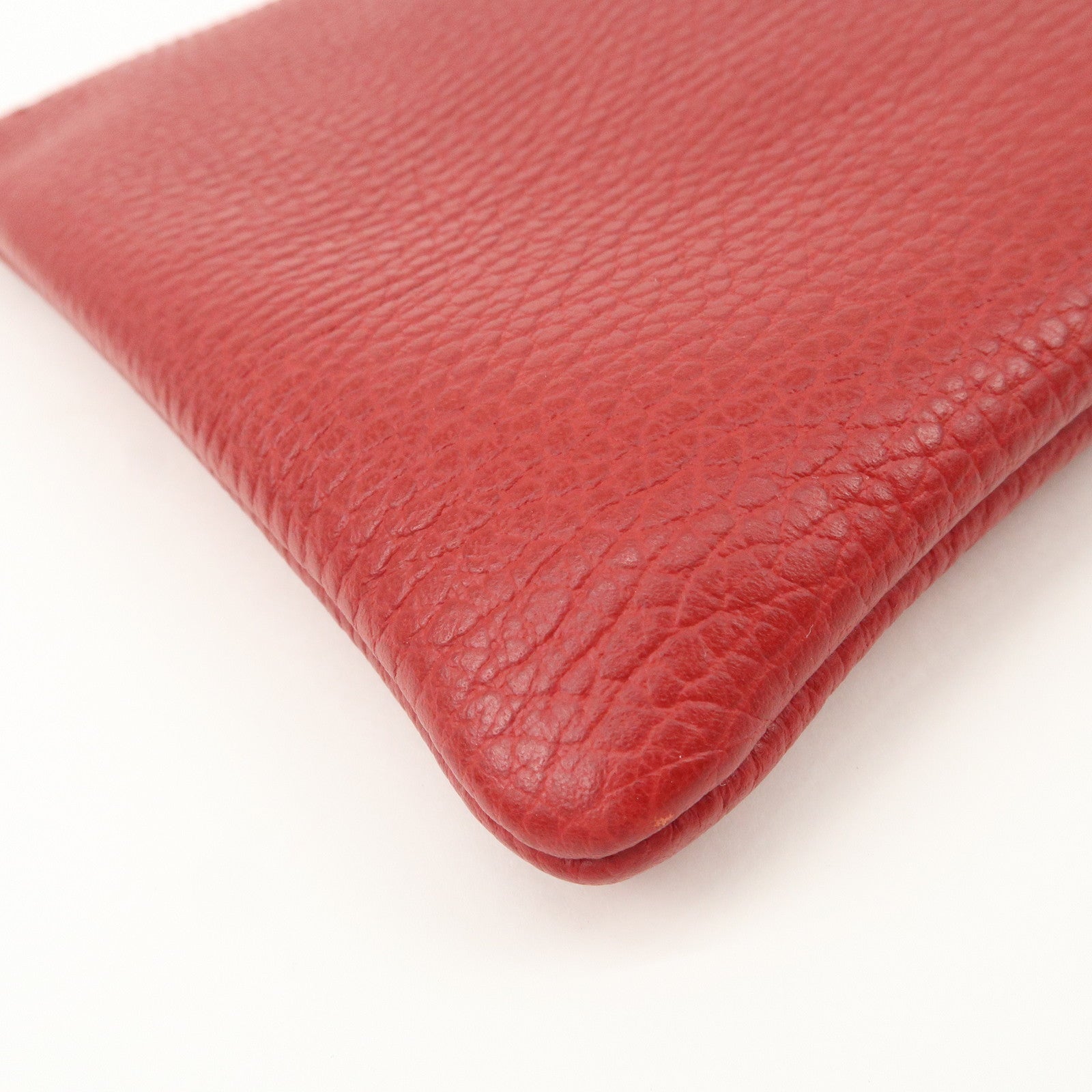 GUCCI Bamboo Leather Clutch Bag Pouch Red 449652