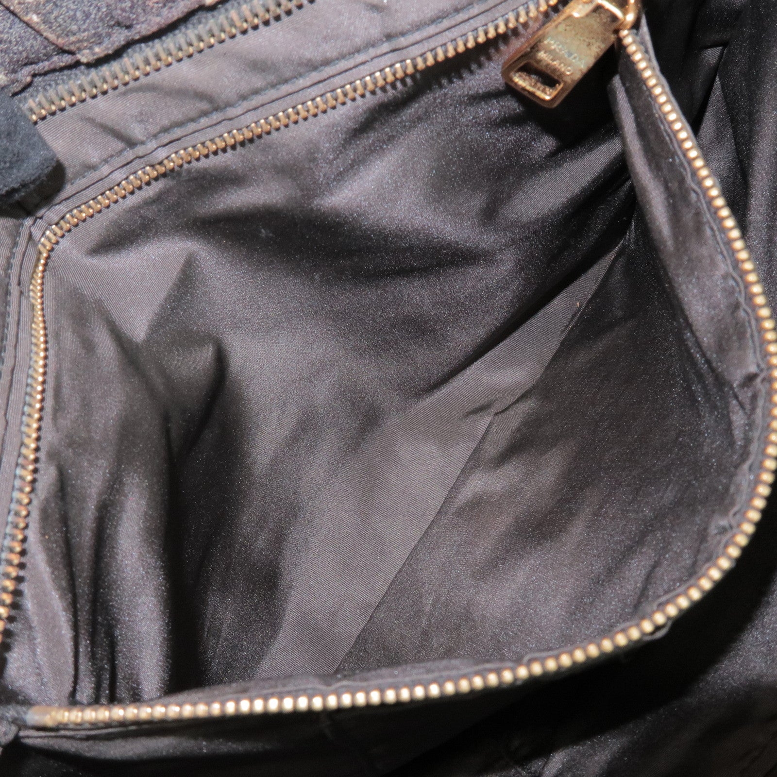 PRADA Logo Canvas Camouflage Gathered Design Clutch Bag Khaki Black