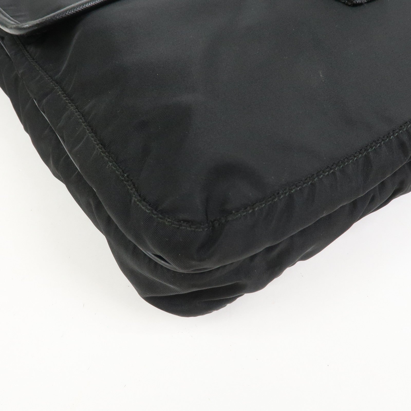 PRADA Nylon Saffiano Leather Shoulder Bag Black VA0269
