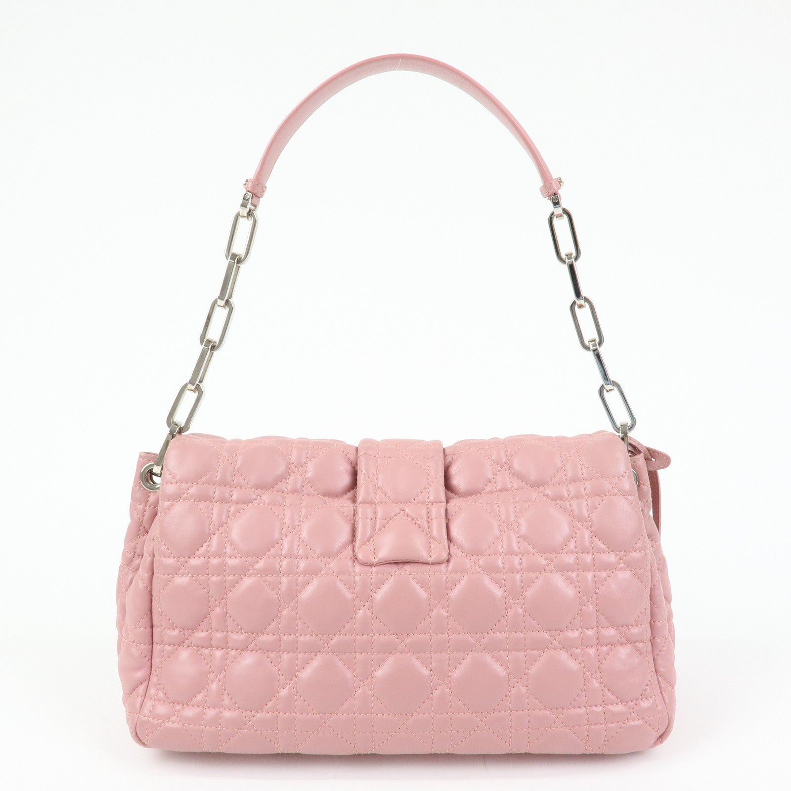 Christian Dior Canage New Lock Lamb Skin Shoulder Bag Hand Bag Pink
