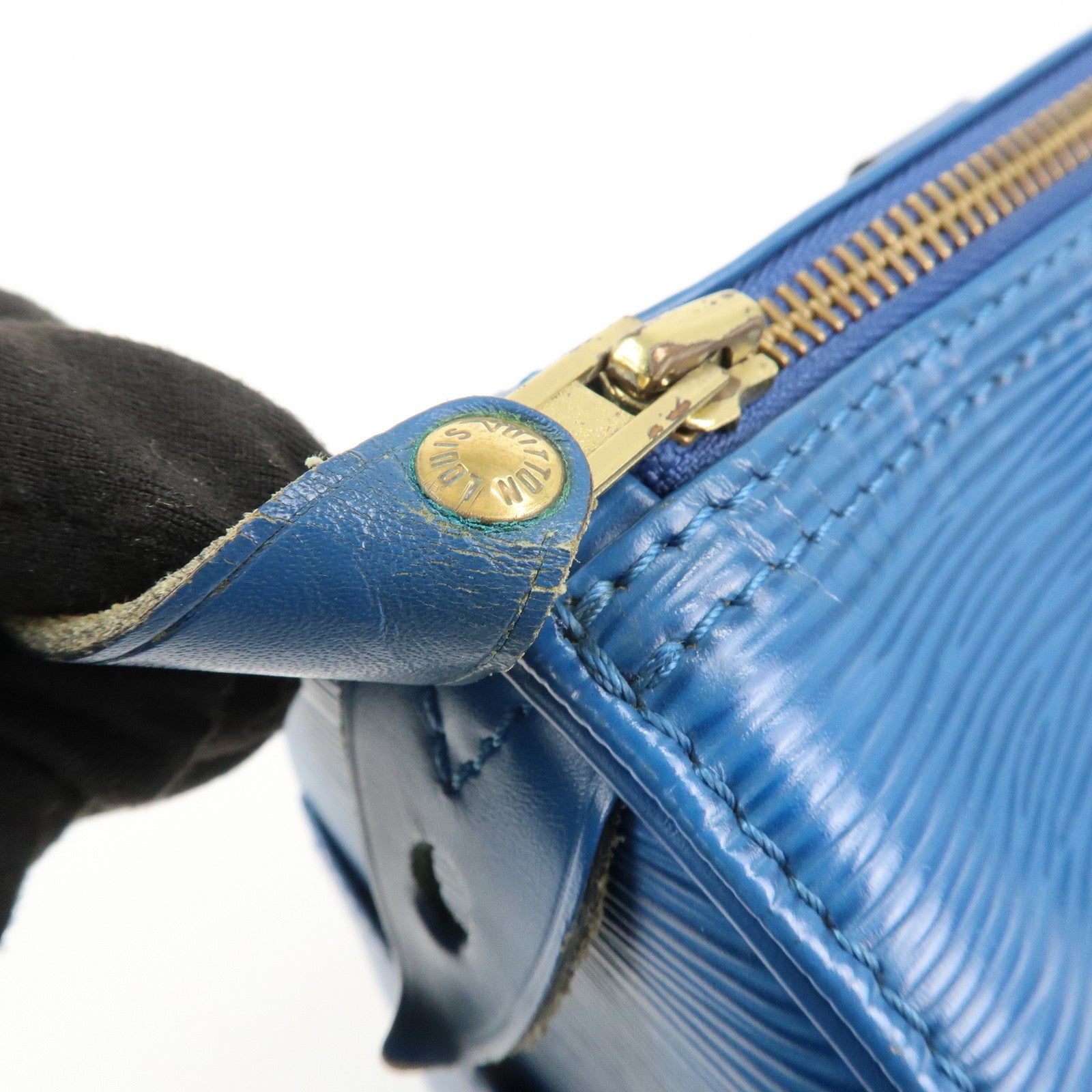 Louis Vuitton Epi Speedy 25 Hand Bag Boston Bag Blue M43015 Used