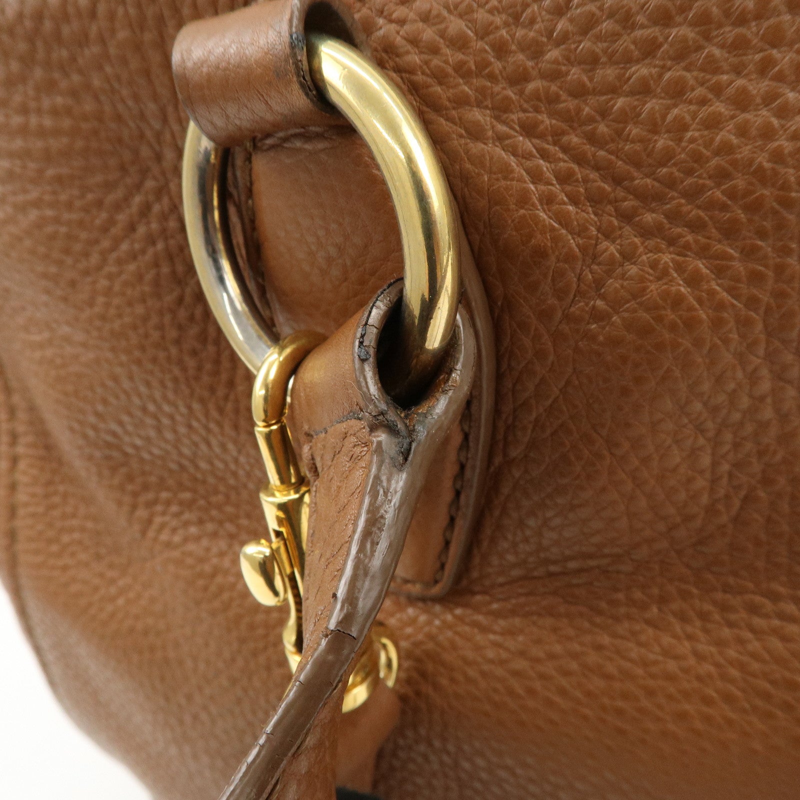 MIU MIU Logo Leather 2Way Bag Hand Bag Shoulder Bag Brown RN0761