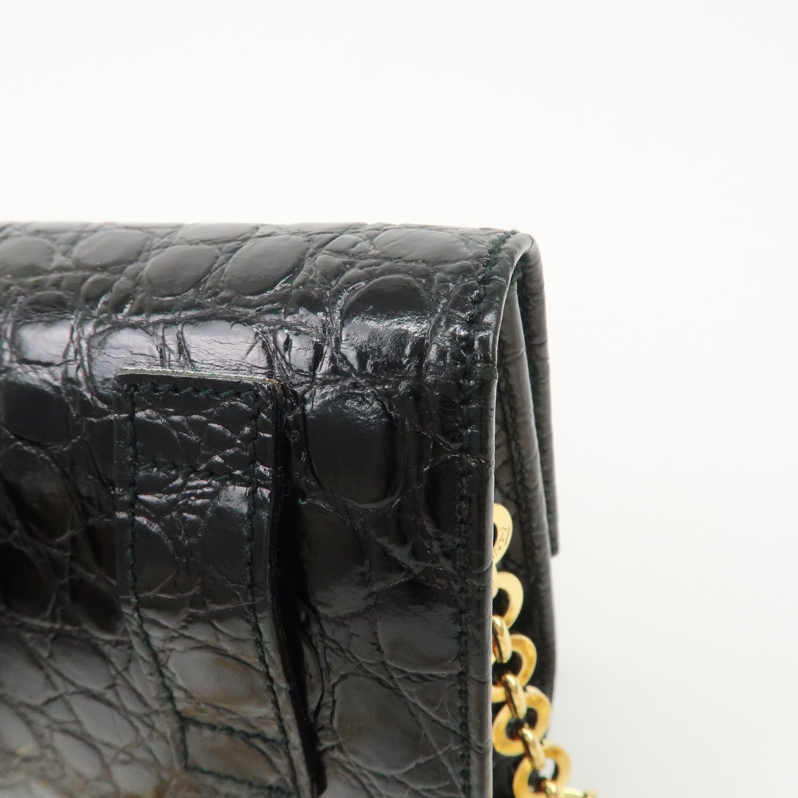 Ferragamo Vara Ribbon Leather Chain Shoulder Bag Black AQ213202