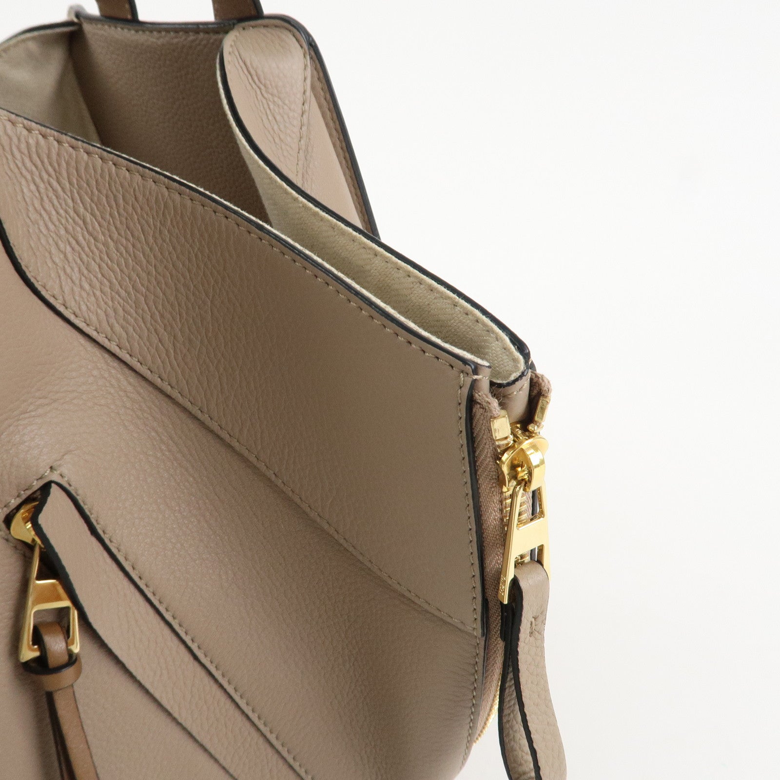 LOEWE Anagram Leather Hammock Small Shoulder Bag Greige Used