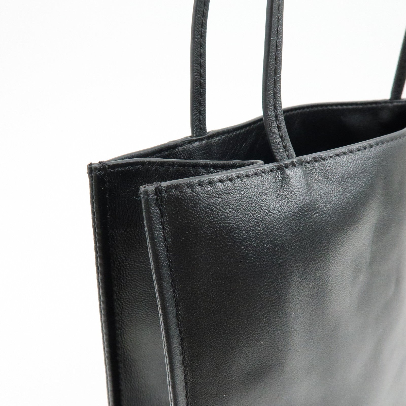 THE ROW To Go Tote Large Lamb Skin Leather Tote Shoulder Bag Black