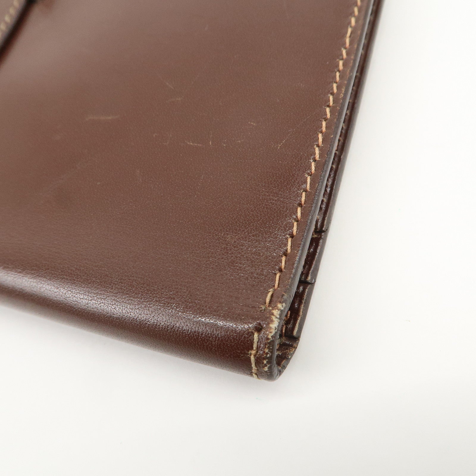 HERMES Béarn Classic Leather Long Wallet F Stamped Brown