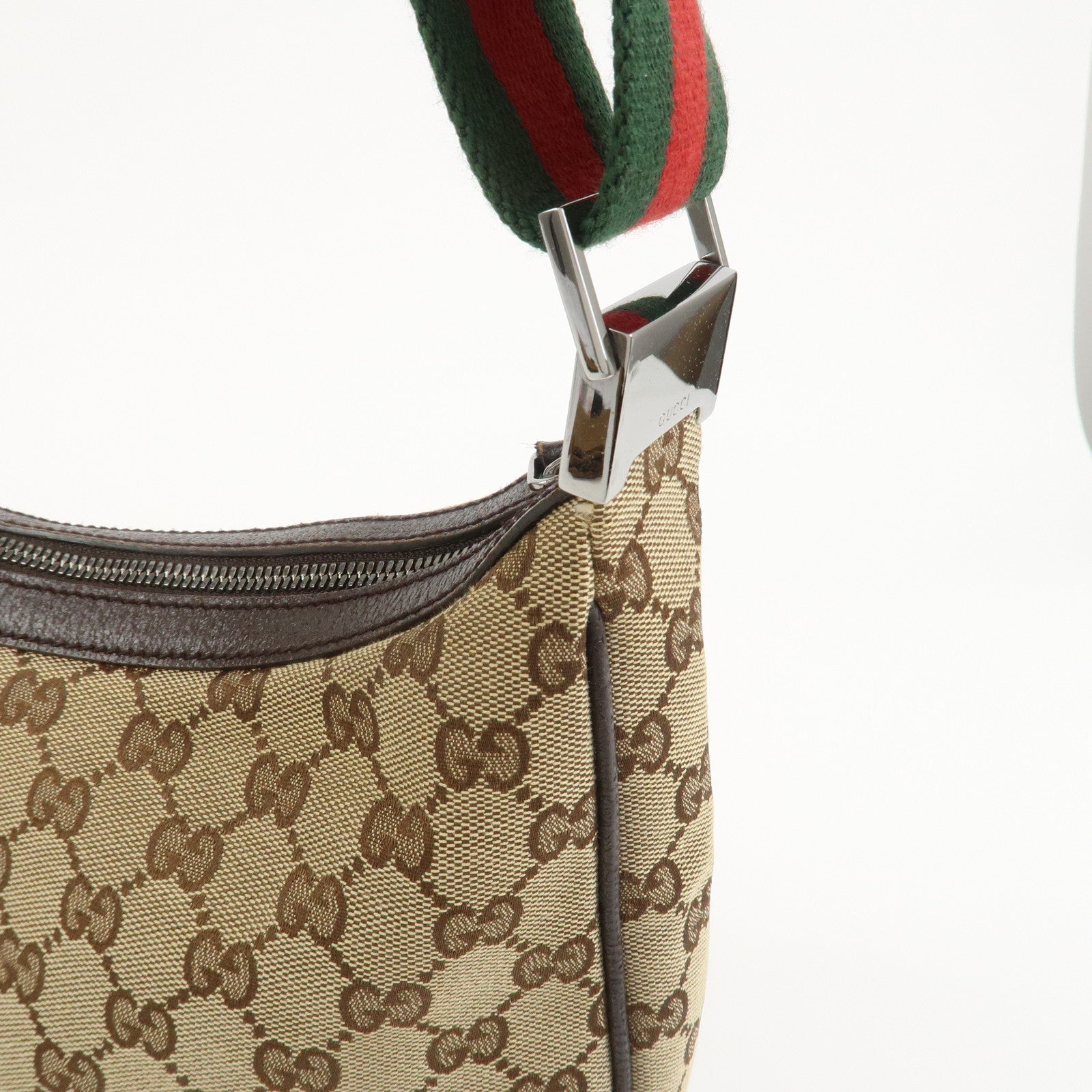 GUCCI Sherry GG Canvas Leather Shoulder Bag Beige Brown 122790