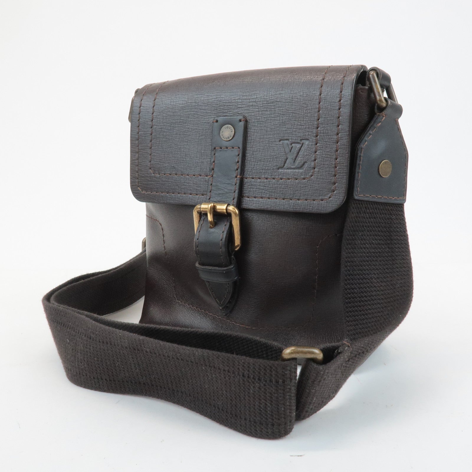 Louis Vuitton Utah Calf Leather Shoulder Bag Crossbody Bag Cafe M92995 Used