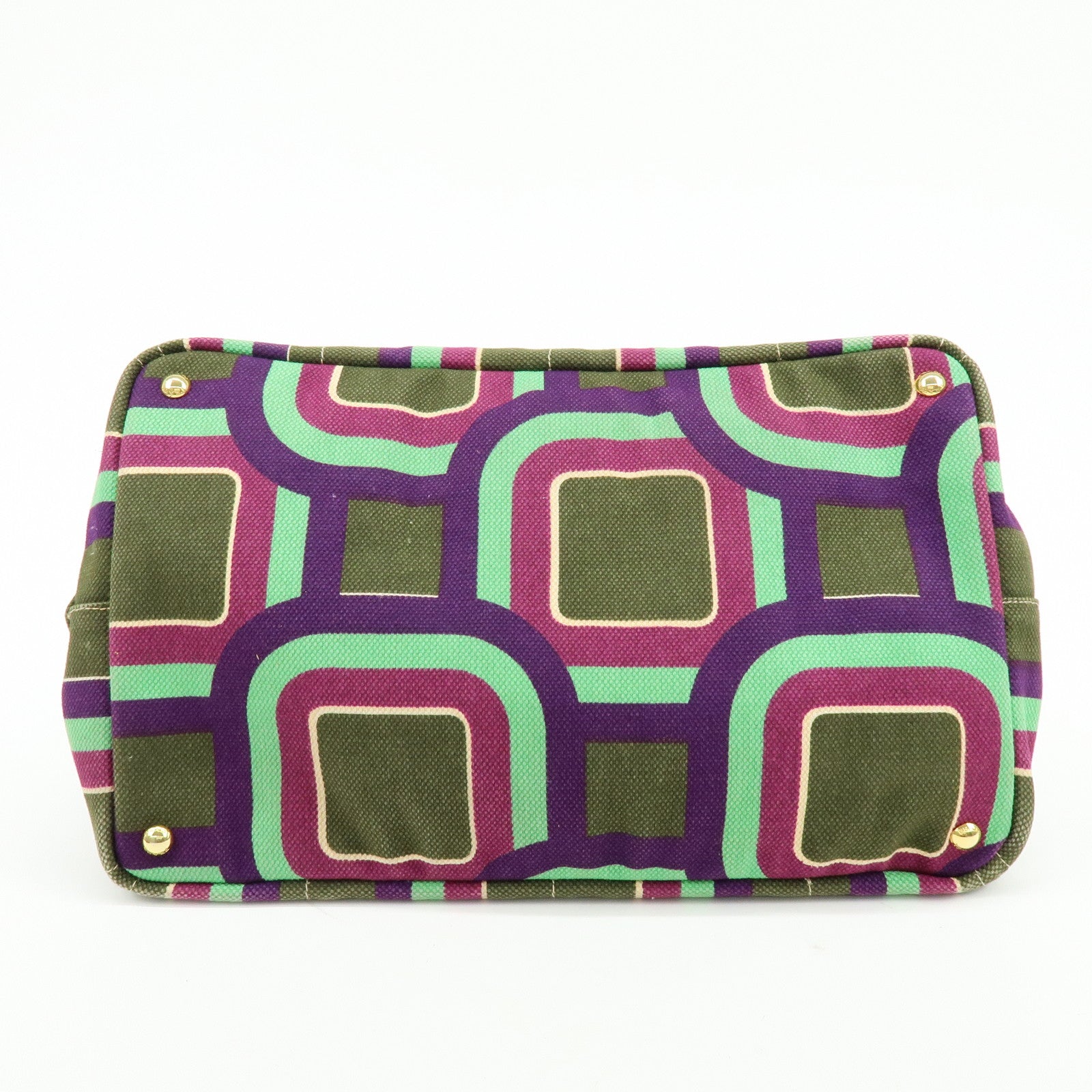 PRADA Triangle Logo Canapa Large Canvas Tote Bag Hand Bag BN1872