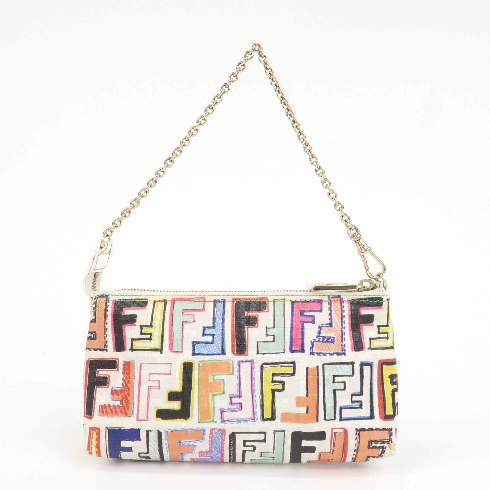 FENDI Zucca Print PVC Chain Accessory Pouch Multicolor 8BR592