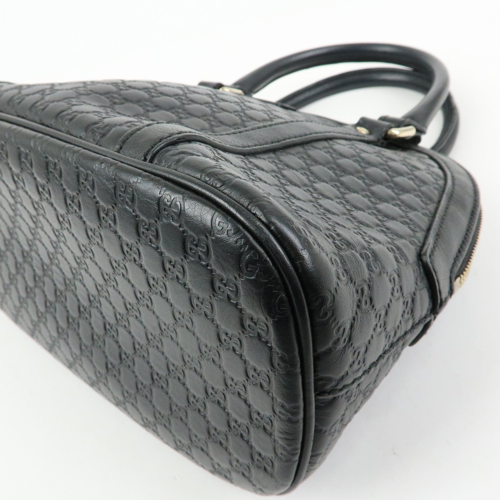 GUCCI Microguccissima Leather 2Way Bag Hand Bag Black 449654