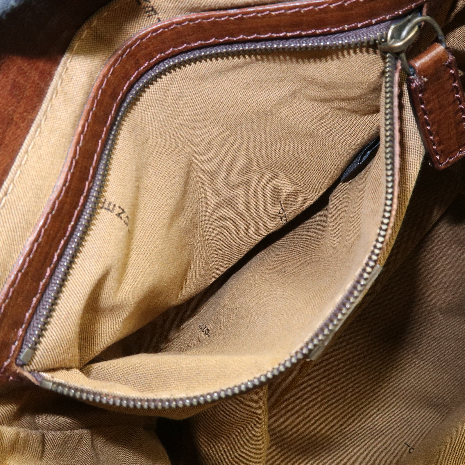 FENDI Ethnico Zucca Canvas Leather Shoulder Bag Brown 8BN157