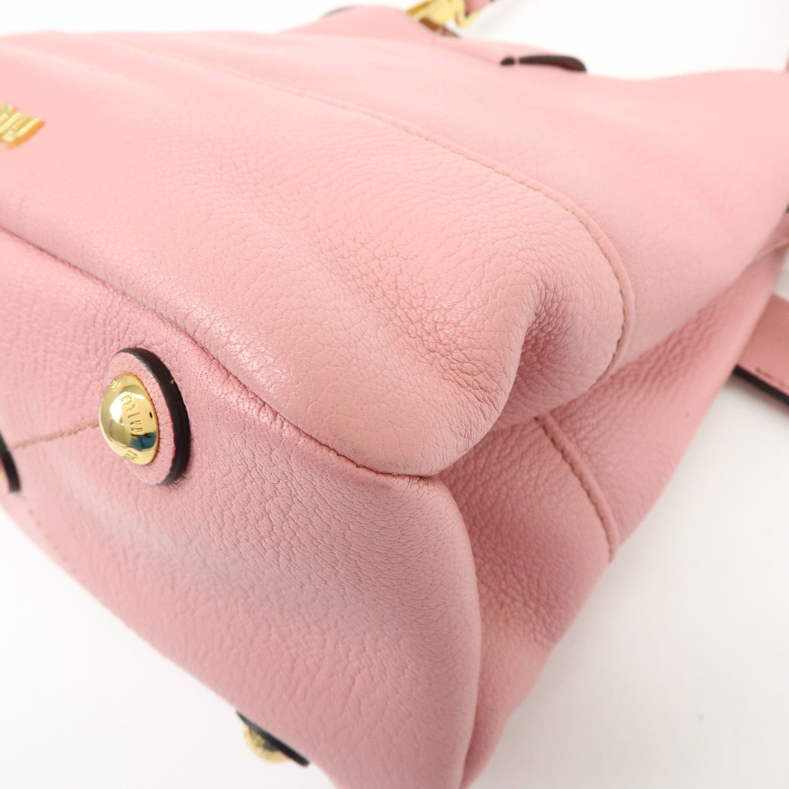 MIU MIU Madras Leather 2Way Bag Hand Bag Shoulder Bag Pink RR1951