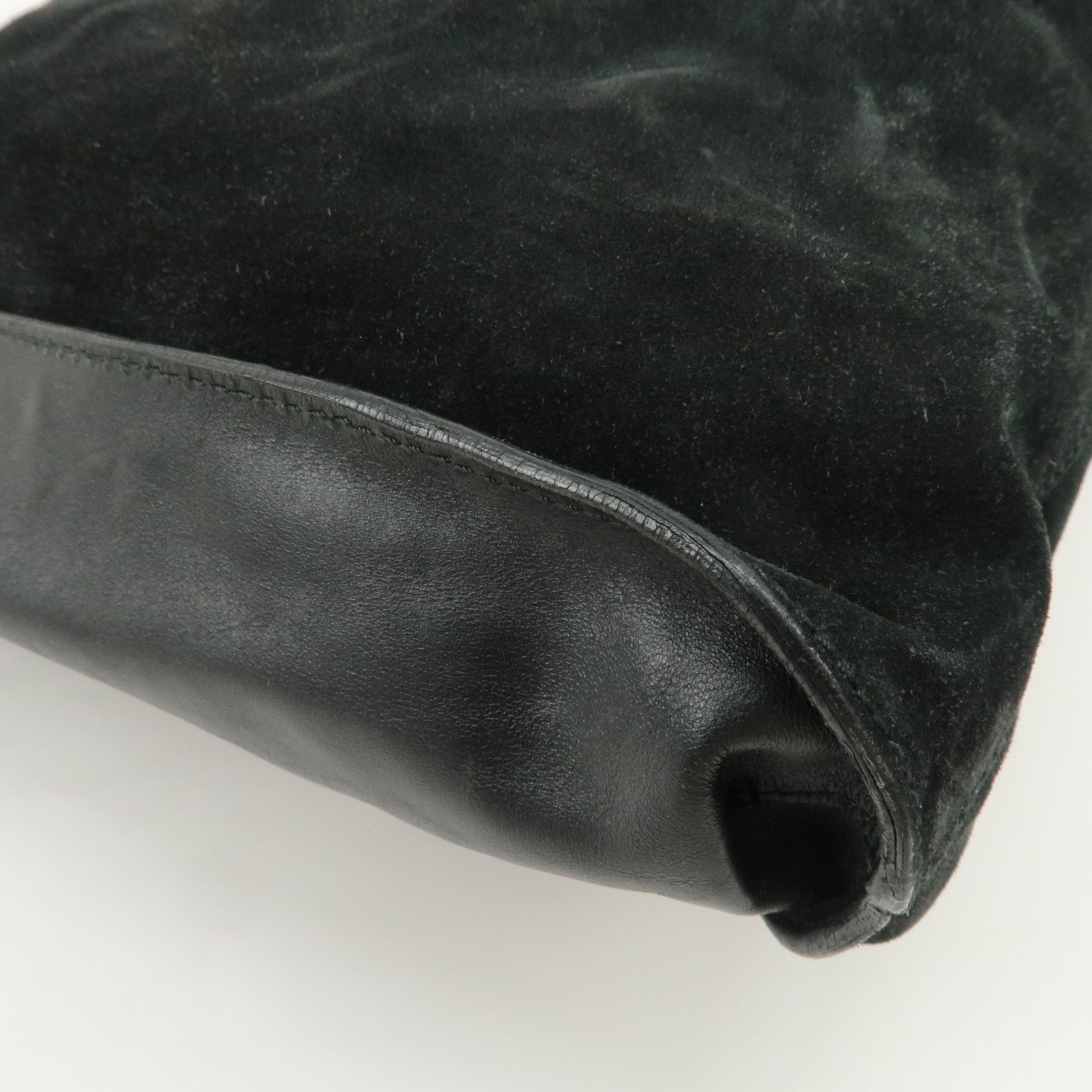 GUCCI Suede Leather Shoulder Bag Tote Bag Black 001.4332 Used