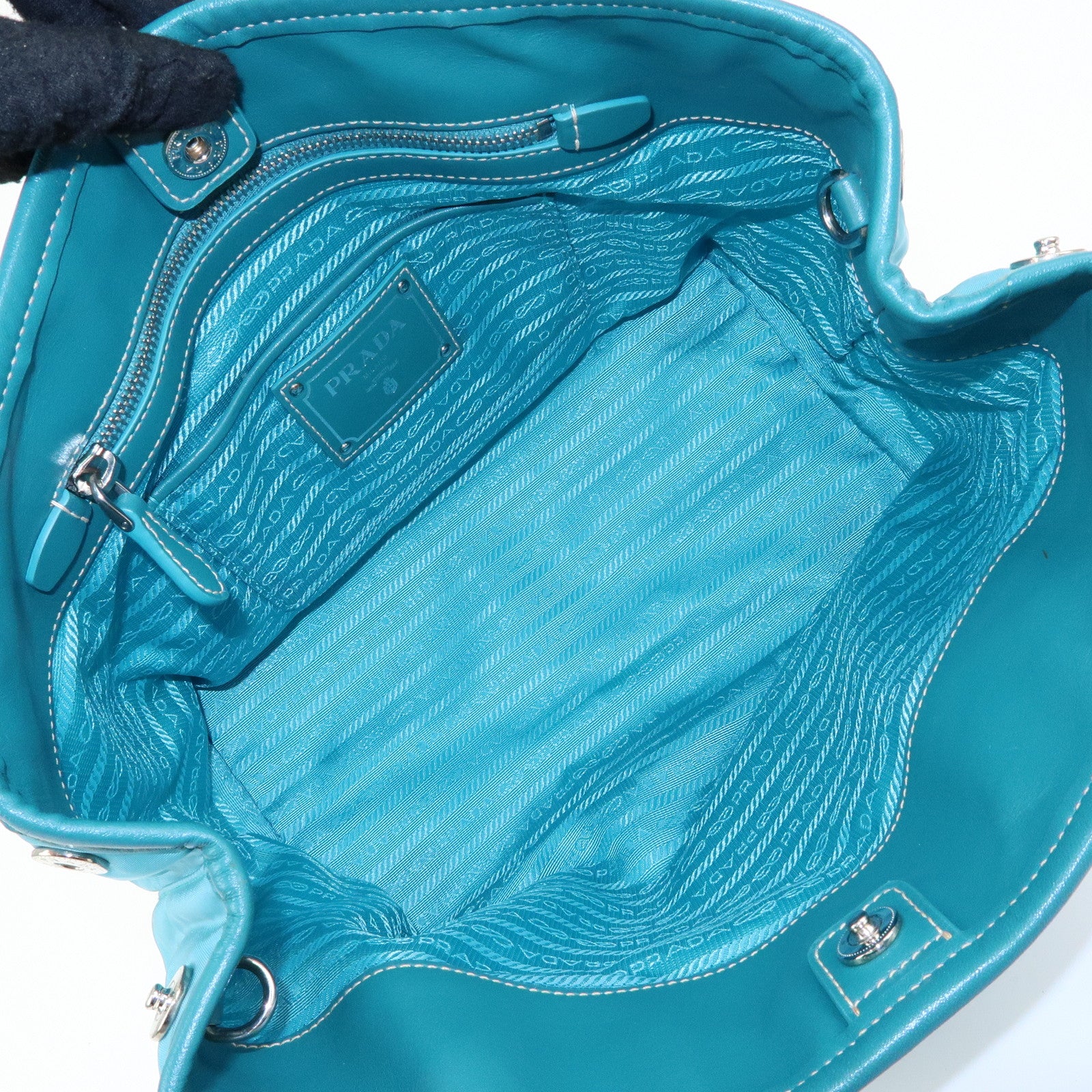 PRADA Nylon Leather 2Way Tote Hand Shoulder Bag Green BN1841