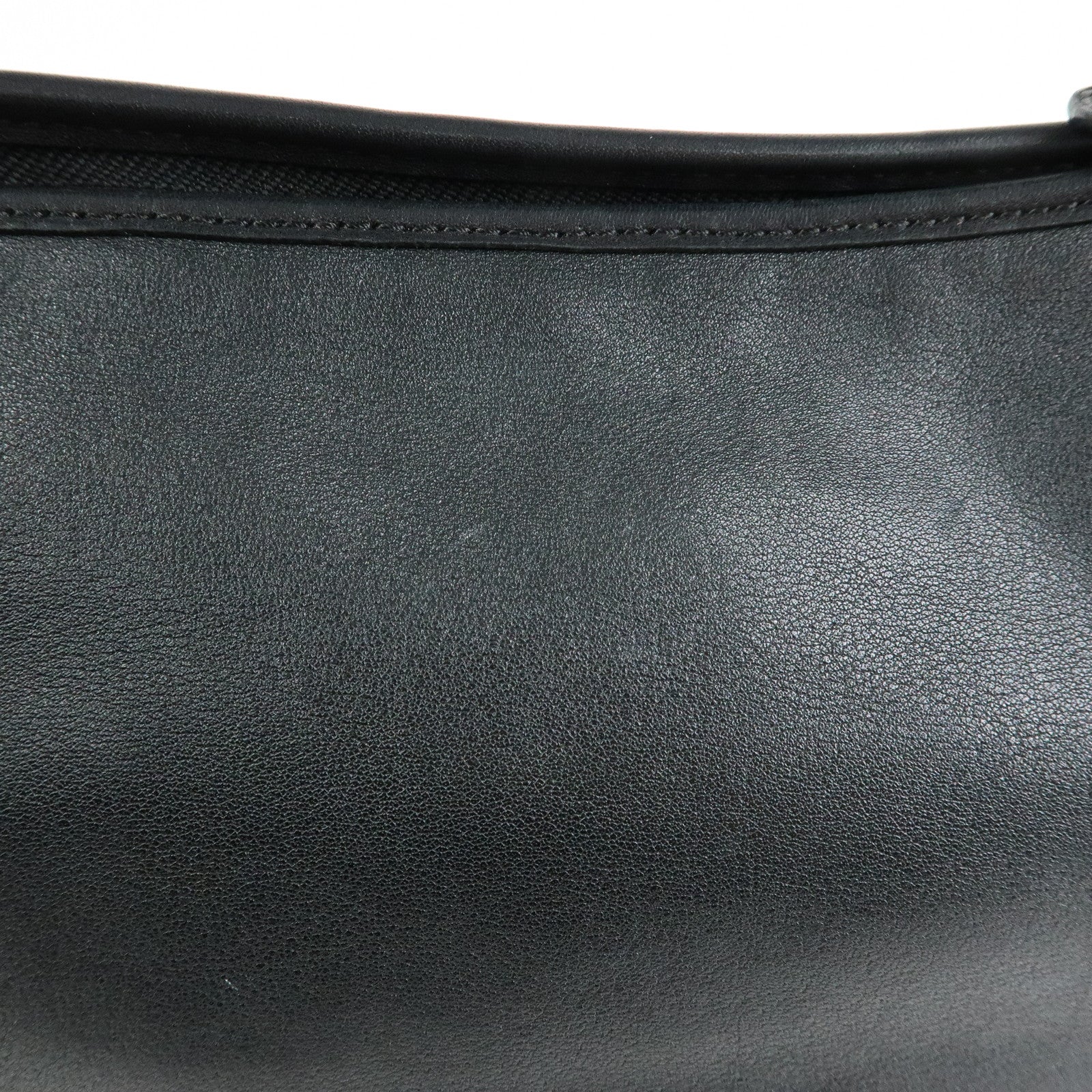 COACH Leather Shoulder Bag Tassel Charm Black Beige