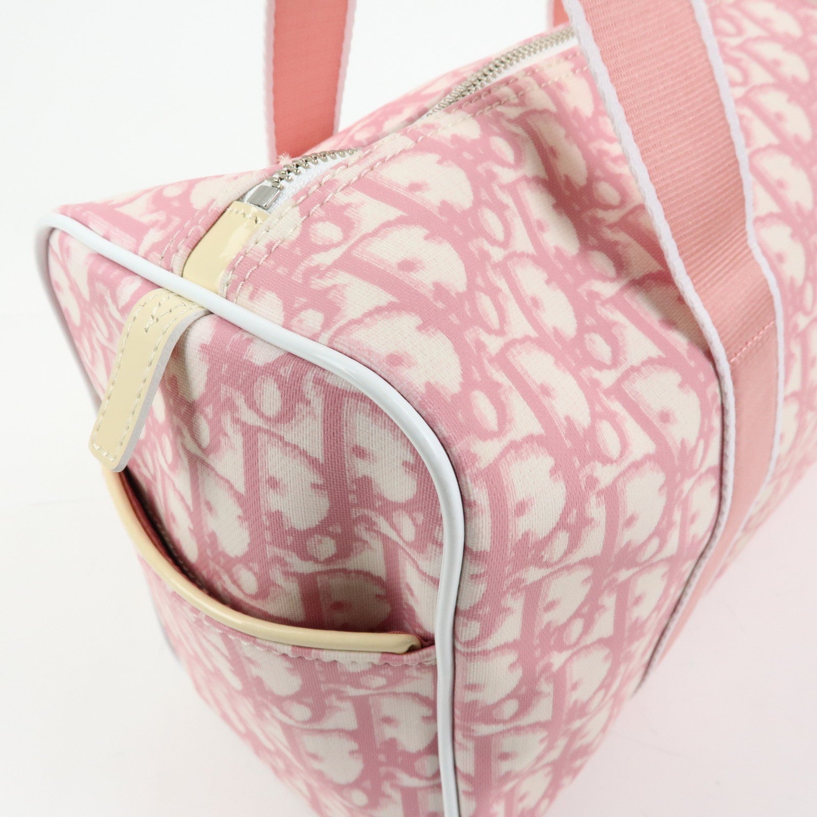 Christian Dior Trotter PVC Patent Leather Boston Bag Hand Bag Pink