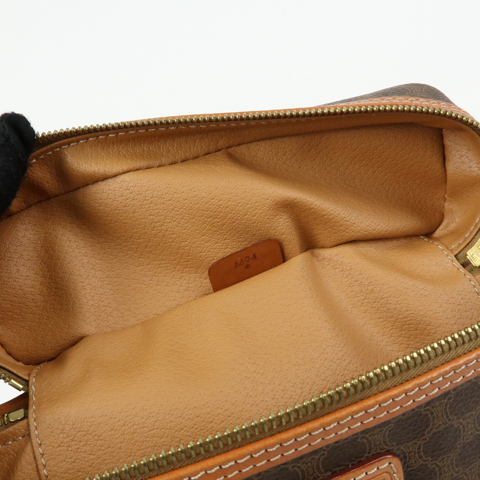 CELINE Macadam PVC Leather Hand Bag Vanity Bag Pouch Brown