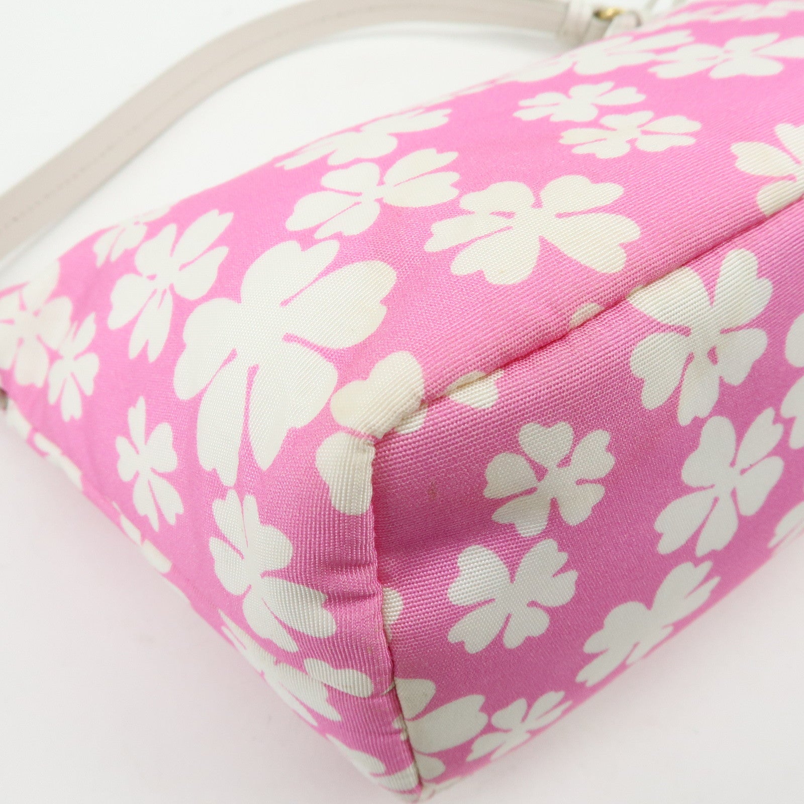 MIU MIU Spirit Canvas Leather Mini Hand Bag Pink White 5NE841