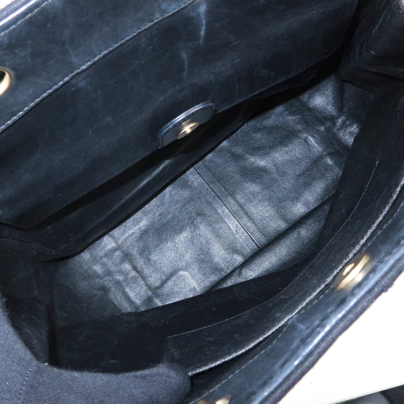 CHANEL COCO Mark Canvas Leather Chain Strap Tote Bag Black