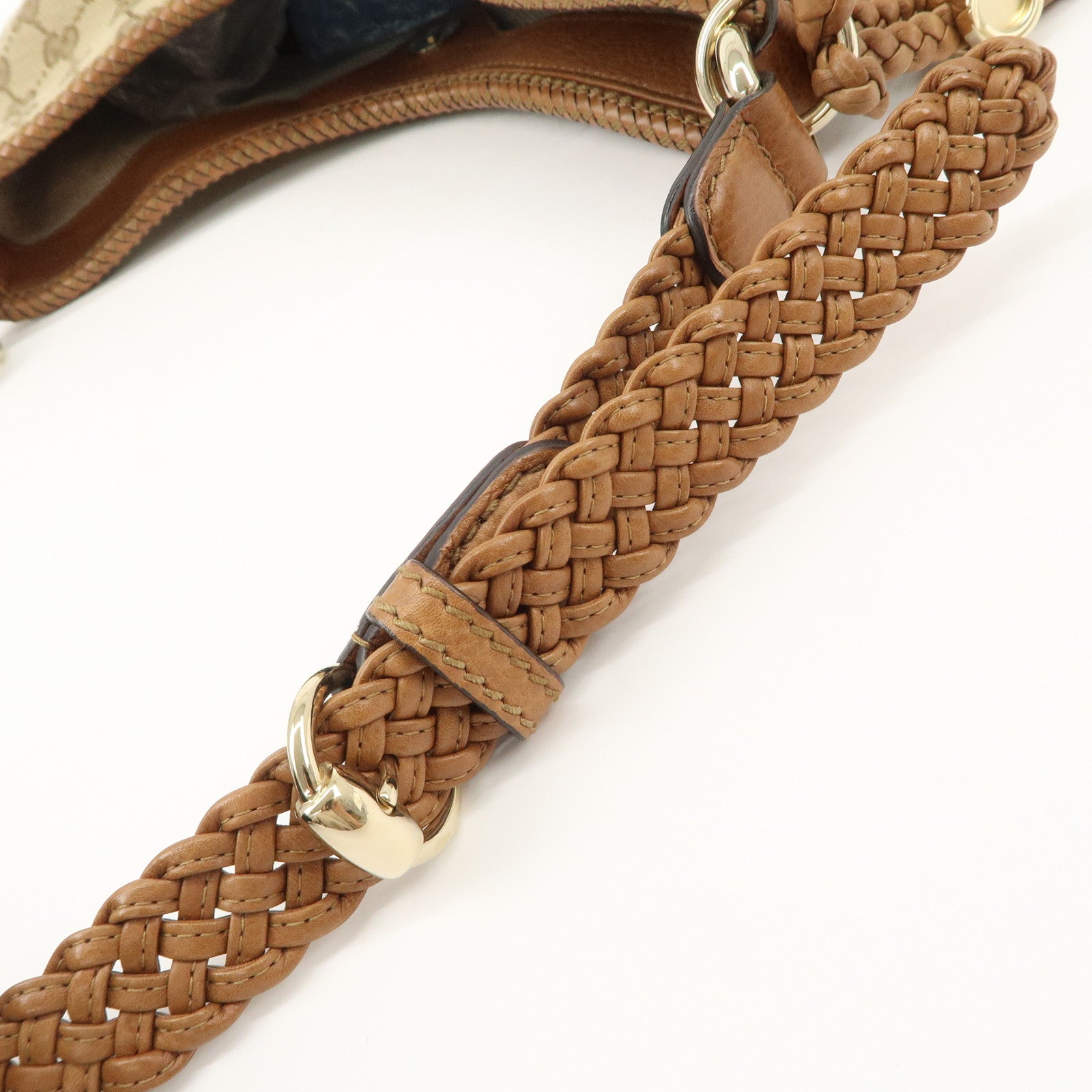 GUCCI Marrakech GG Canvas Leather Shoulder Bag Beige Brown 257026 Used