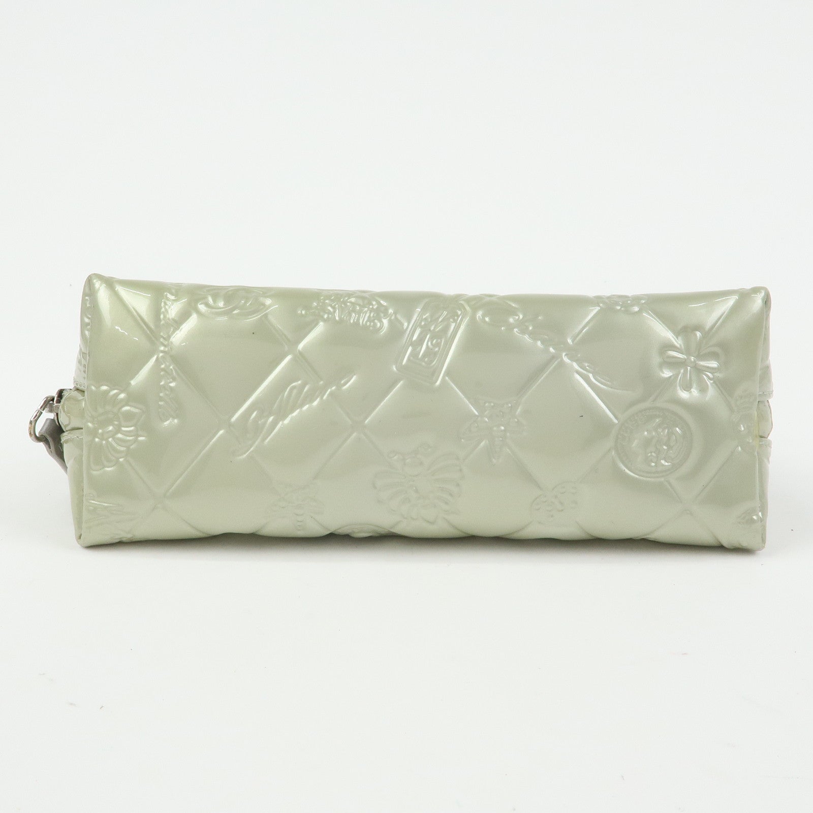 CHANEL Icon Line Patent Leather Cosmetic Pouch Champaign Gold