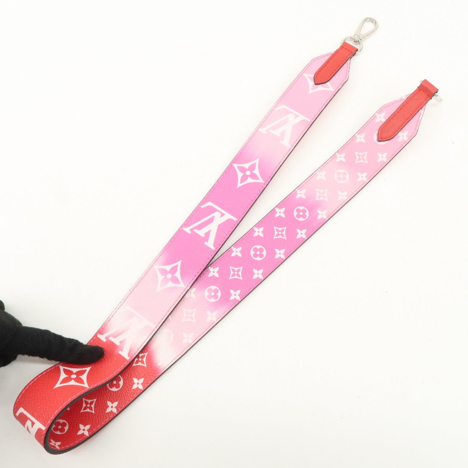 Louis Vuitton LV Escale Leather Shoulder Strap 100cm Pink Red Used