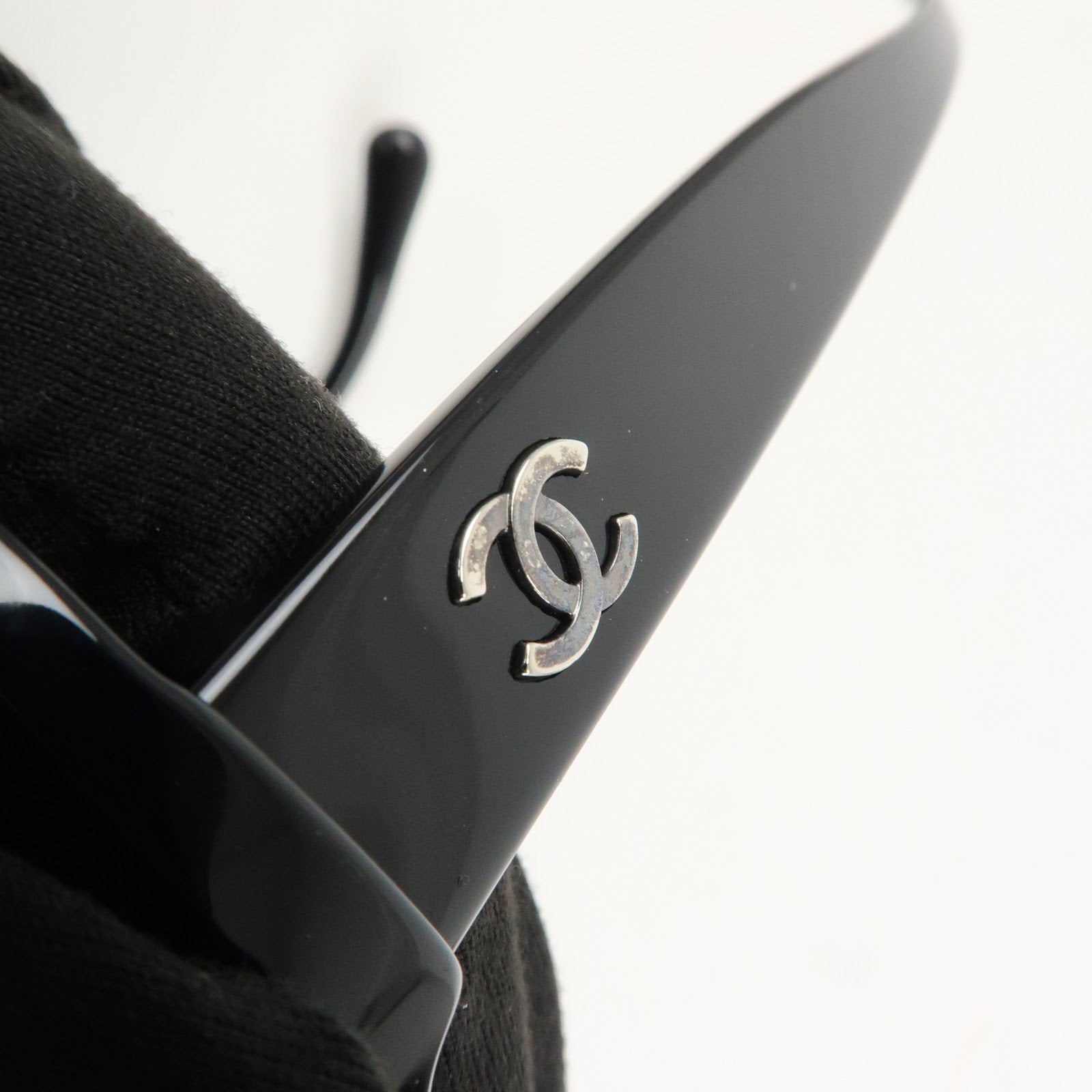 CHANEL COCO Mark Plastic Sunglasses 56□19 Black 5372-A Used