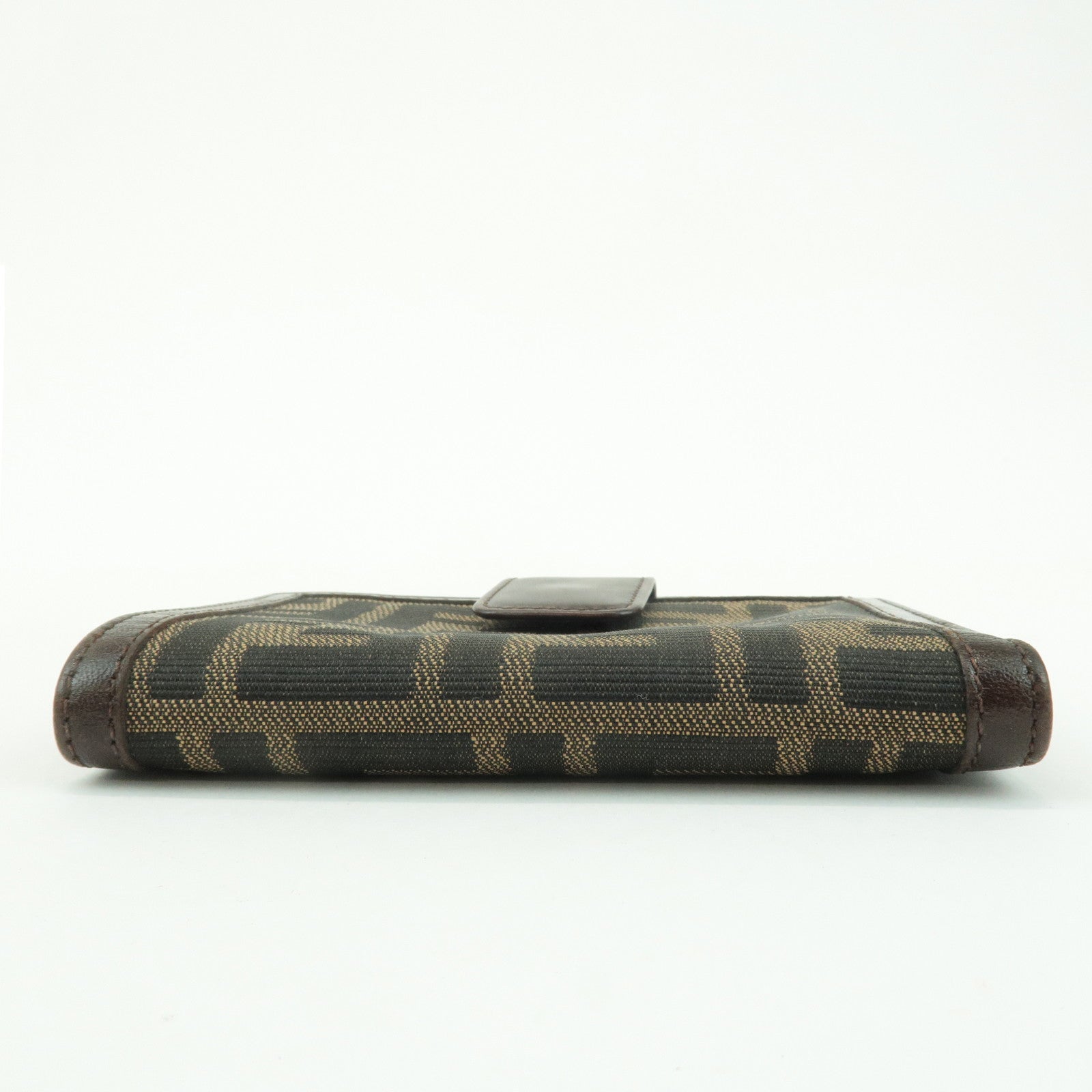 FENDI Zucca Leather Canvas Double Hook Bi-fold Wallet Brown 30795 Used