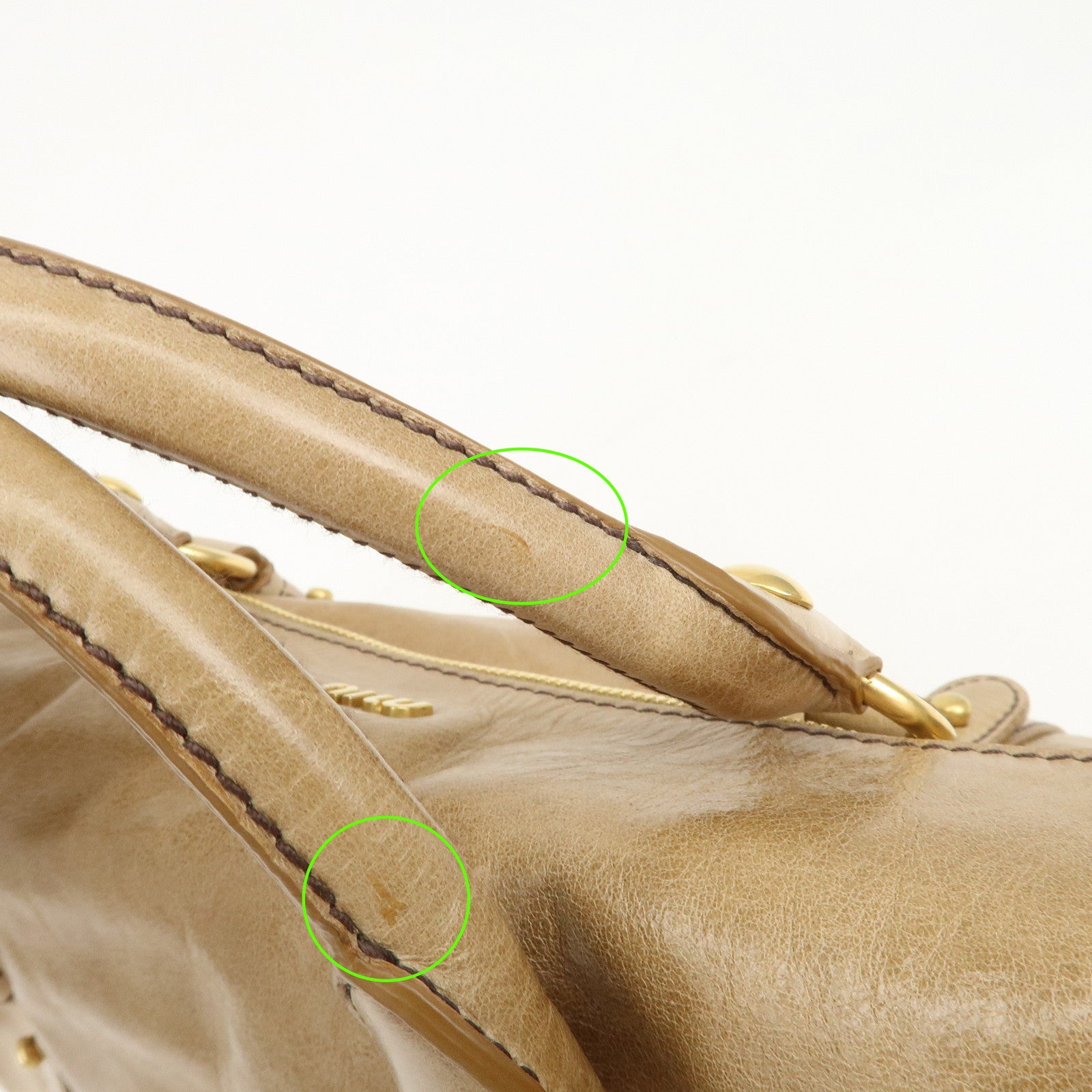 MIU MIU Leather Ribbon 2Way Bag Hand Bag Shoulder Bag Beige RT0365