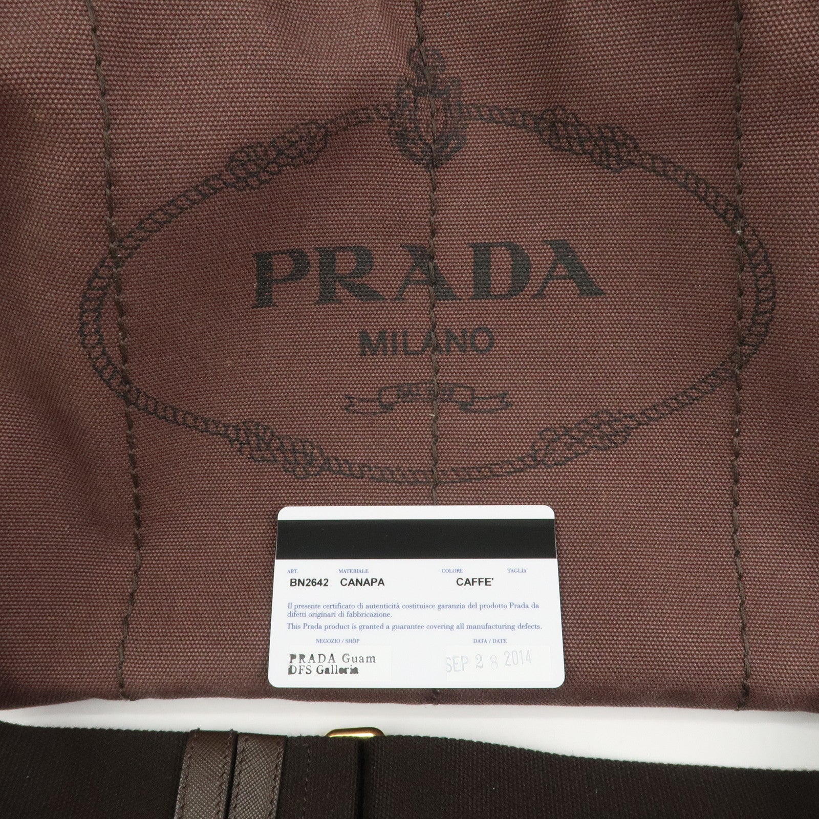 PRADA Logo Canapa Canvas 2Way Bag Hand Bag Brown BN2642