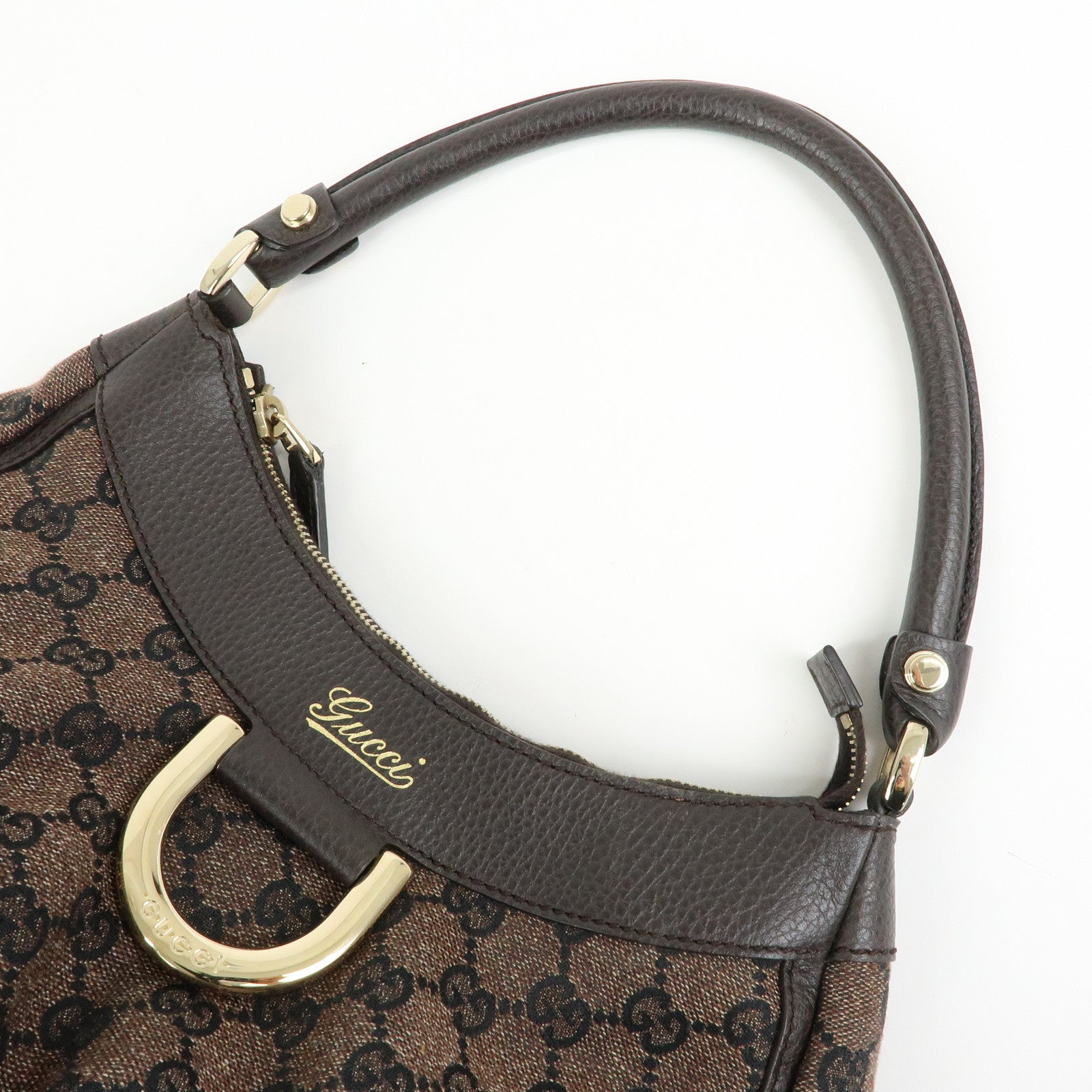 GUCCI Abbey GG Canvas Leather Shoulder Bag Hand Bag Brown 265692
