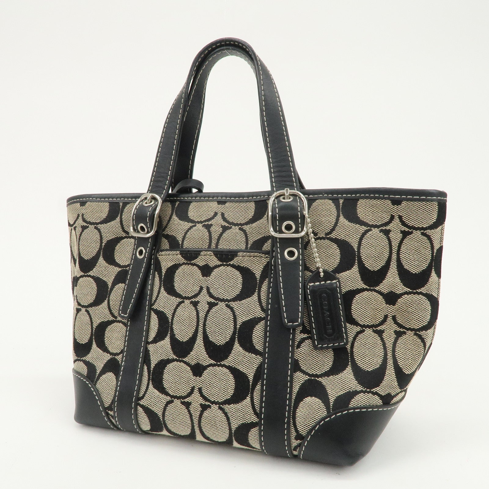 COACH Signature Canvas Leather Set of 2 Hand Bag Shoulder Bag Black