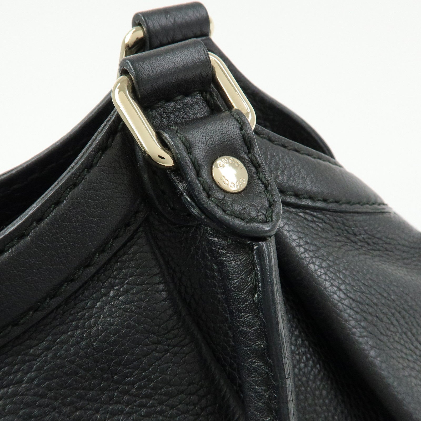GUCCI Sukey Interlocking G Leather Tote Hand Bag Black 211944