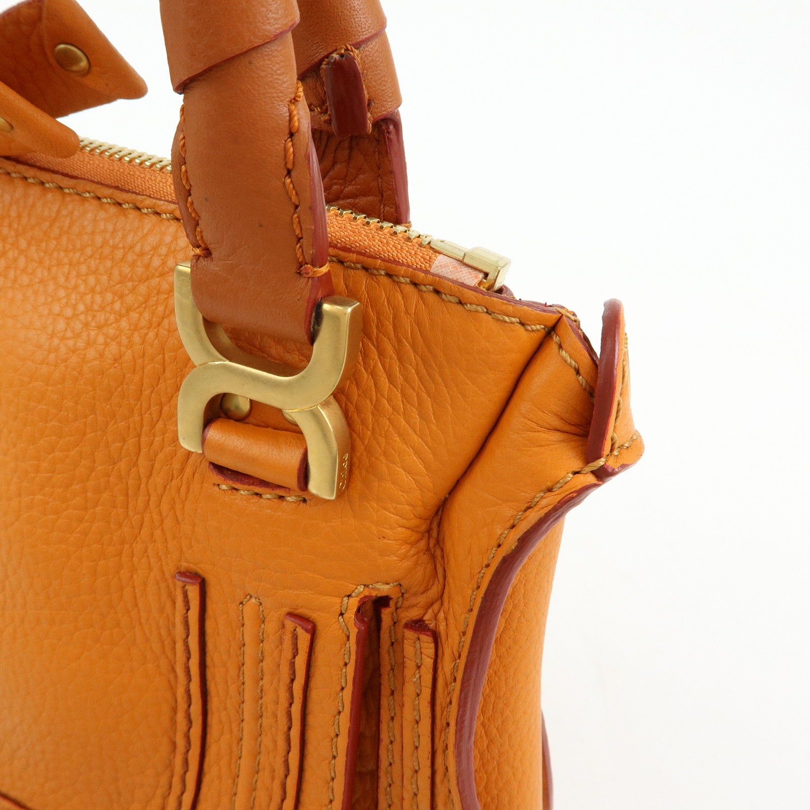 Chloe Marcy Leather 2Way Bag Hand Bag Shoulder Bag Orange