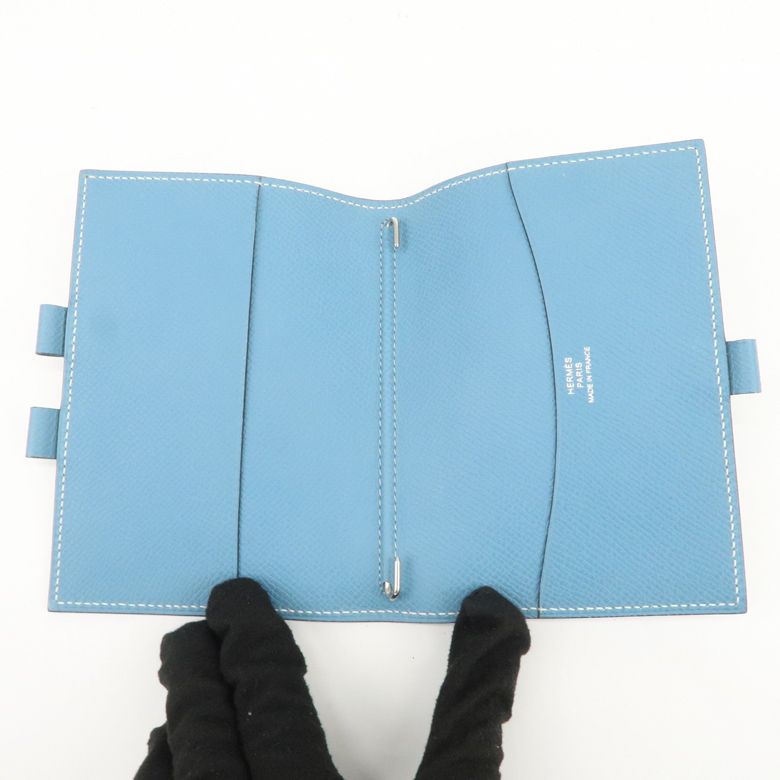 HERMES Agenda PM Veau Epsom Planner Cover □L Stamped Light Blue