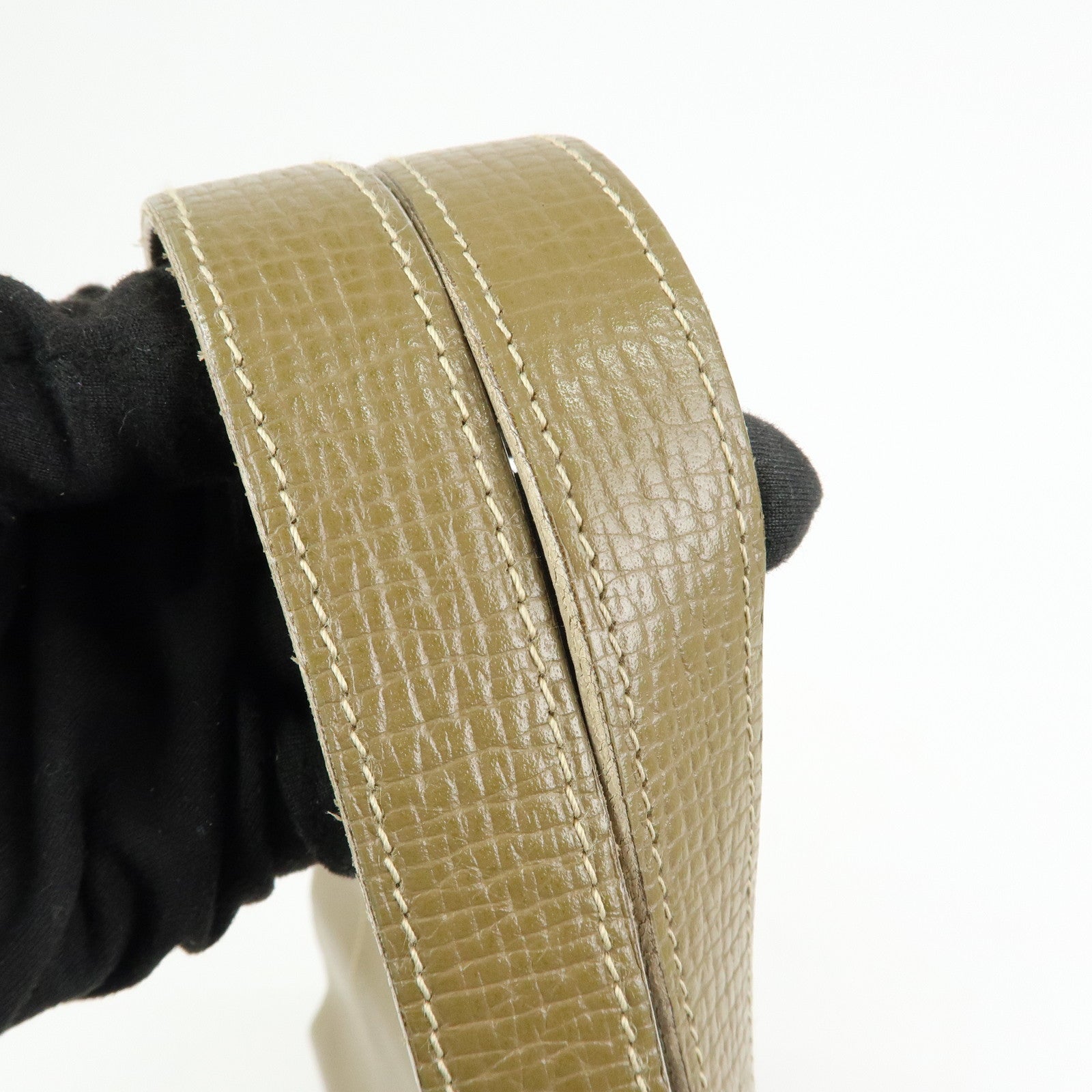 LOEWE Logo Leather Shoulder Bag Hand Bag Khaki