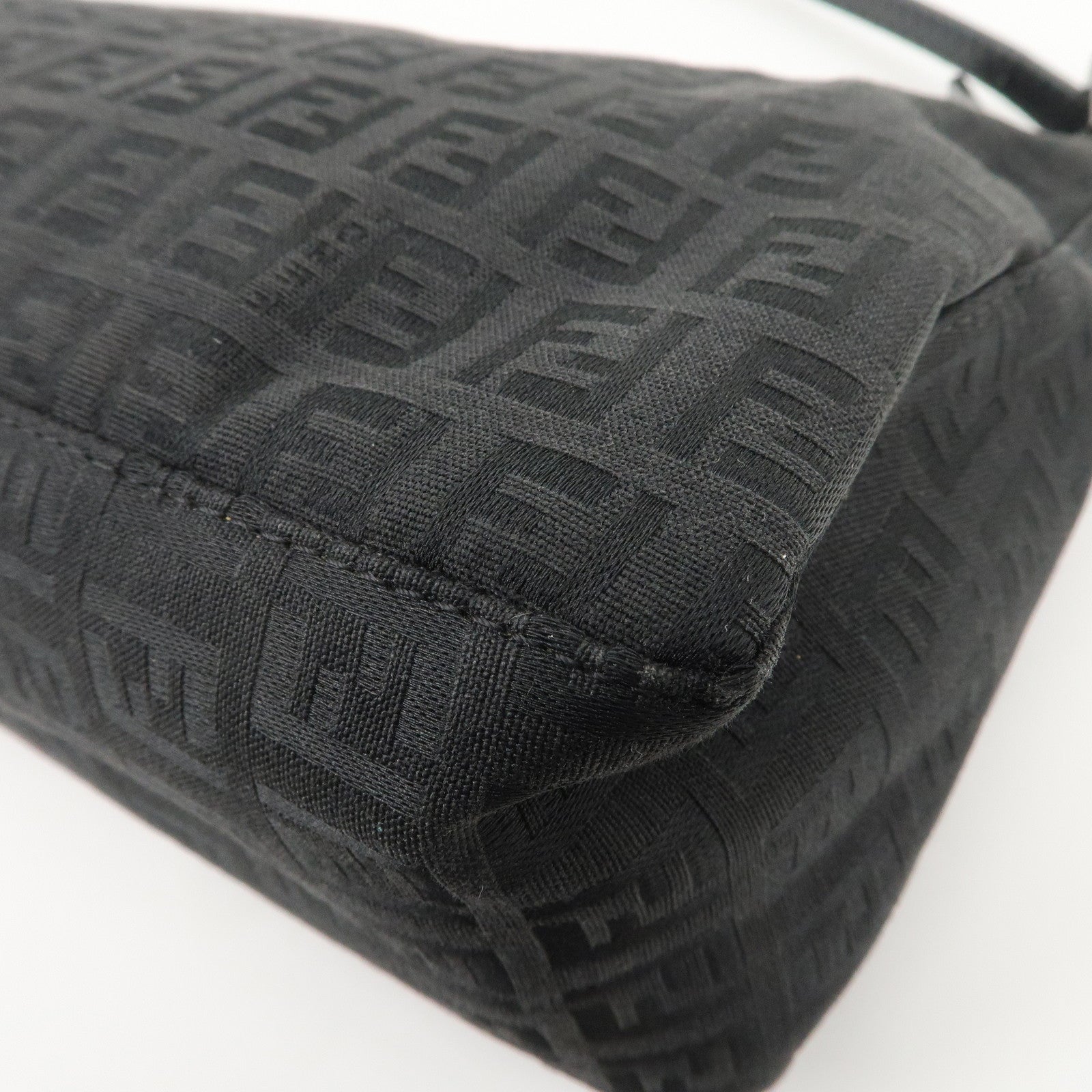 FENDI Zucchino Canvas Leather Shoulder Bag Hand Bag Pouch Black