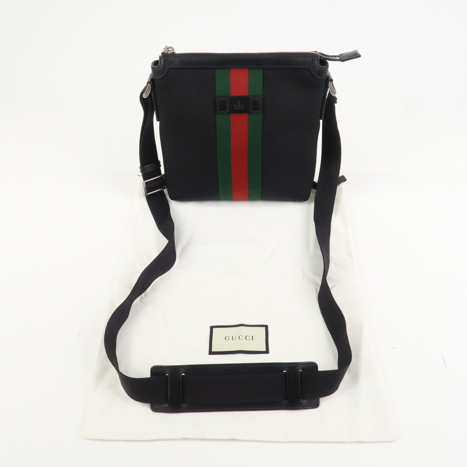 GUCCI Sherry Canvas Leather Shoulder Bag Crossbody Bag Black 631195