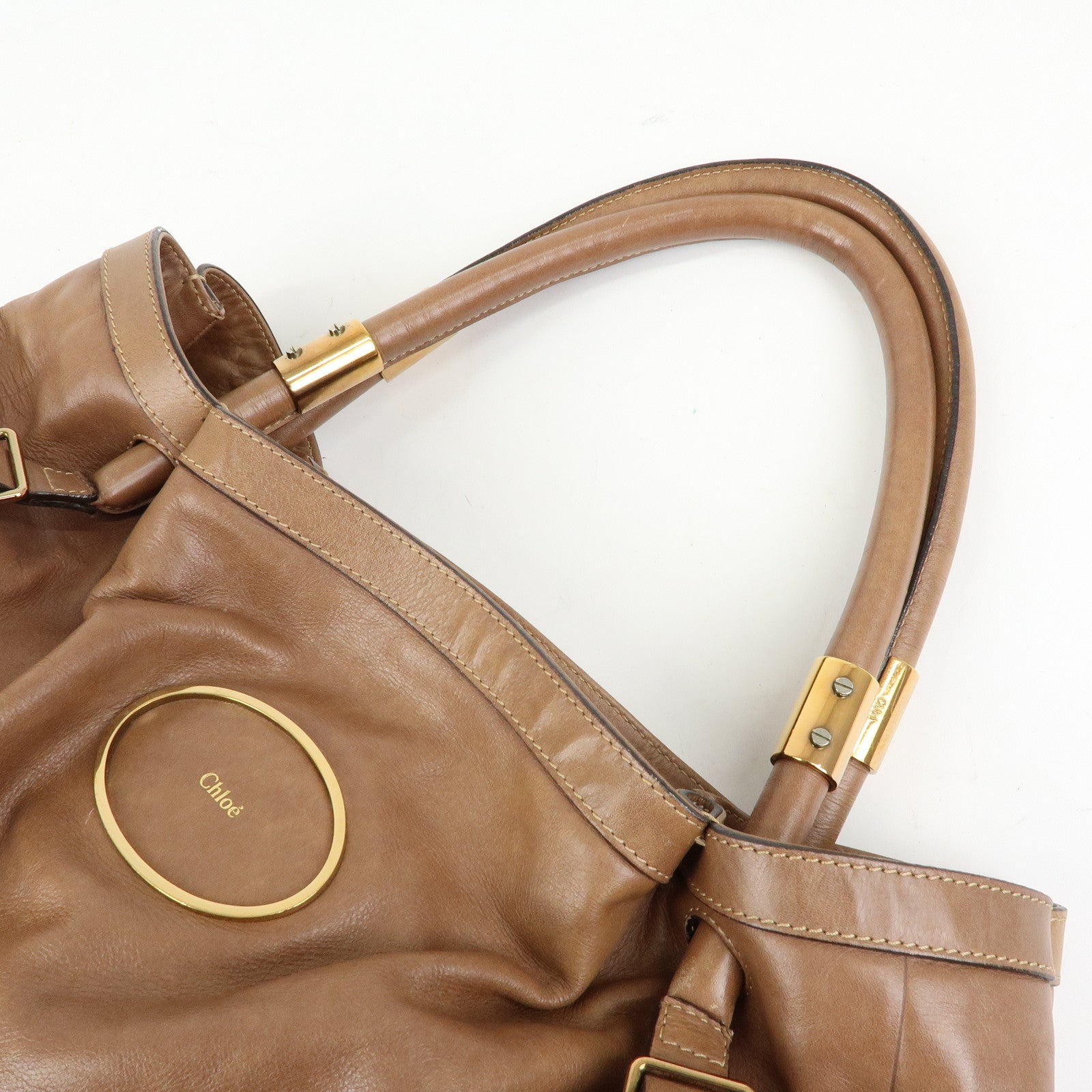 Chloe Victoria Leather Tote Bag Hand Bag Shoulder Bag Brown