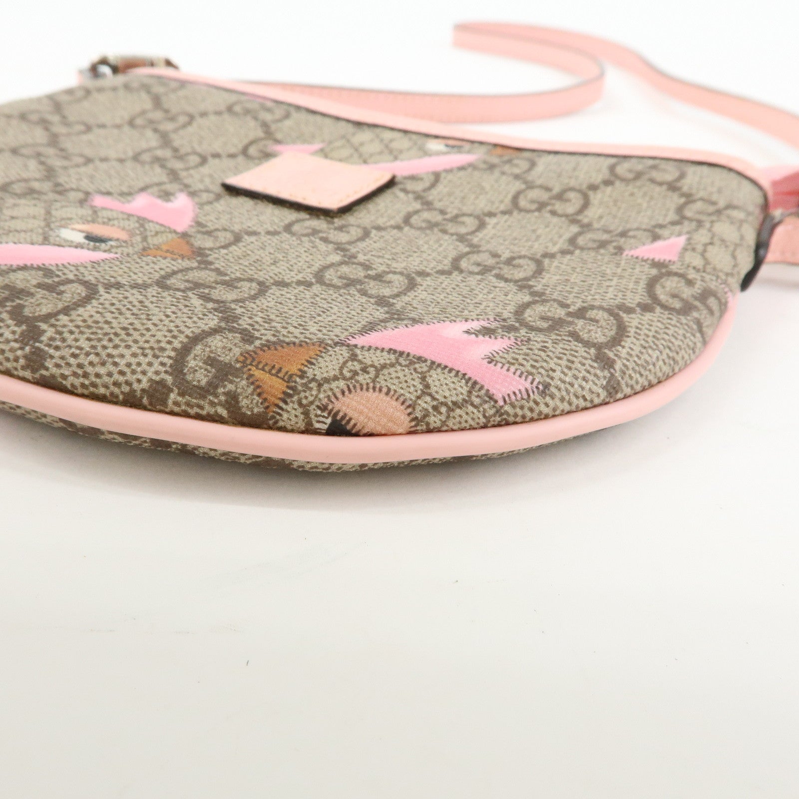 GUCCI Childrens GG Supreme Leather Shoulder Bag Beige Pink 297540