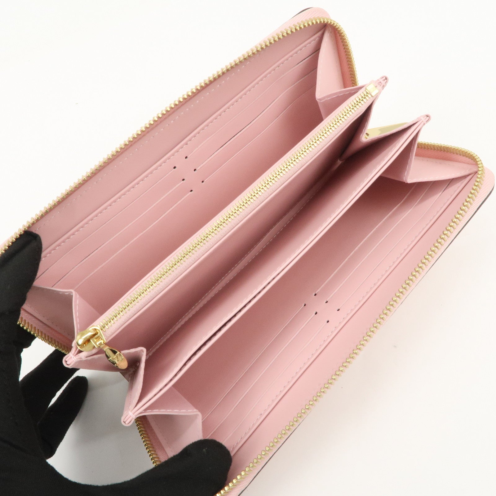Louis Vuitton Monogram Vernis Zippy Wallet Long Wallet Pink M90419