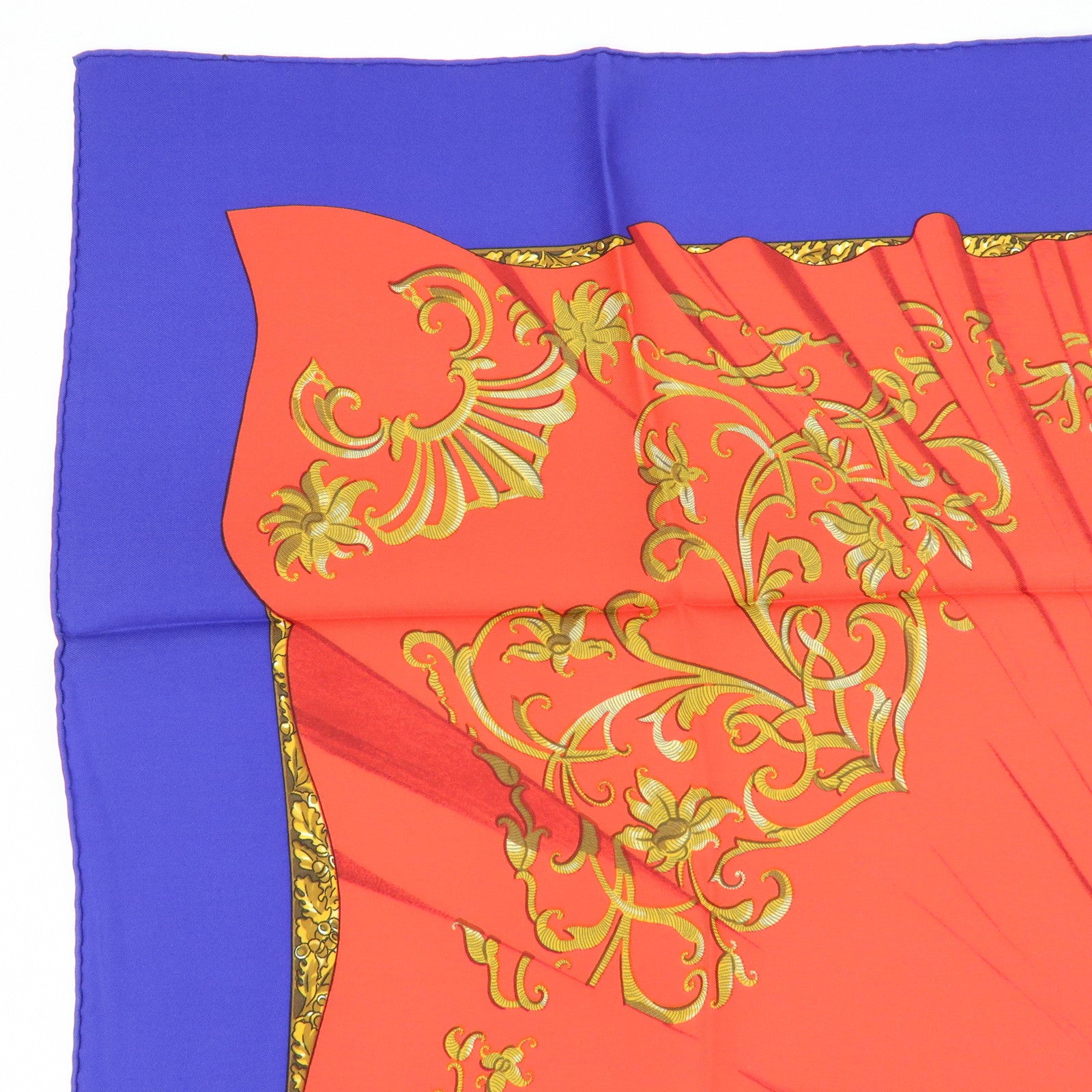 HERMES Carre 90 Silk 100% Scarf Souvenirs de Paris Blue Red