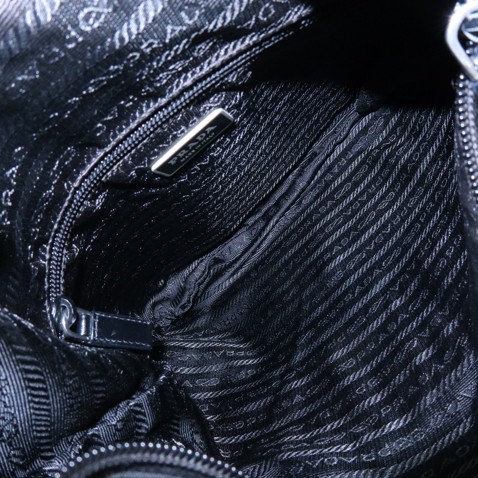 PRADA Triangle Logo Nylon Leather Shoulder Bag Crossbody Bag Black