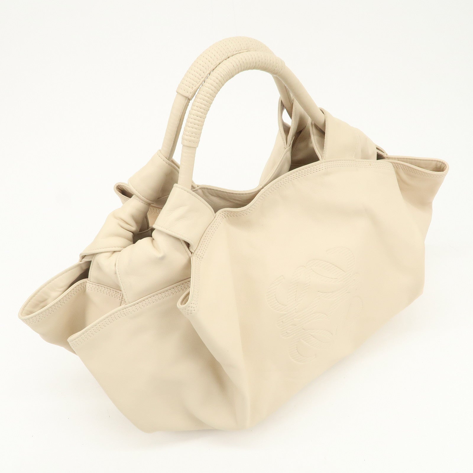 LOEWE Anagram Logo Nappa Leather Hand Bag Shoulder Bag Ivory