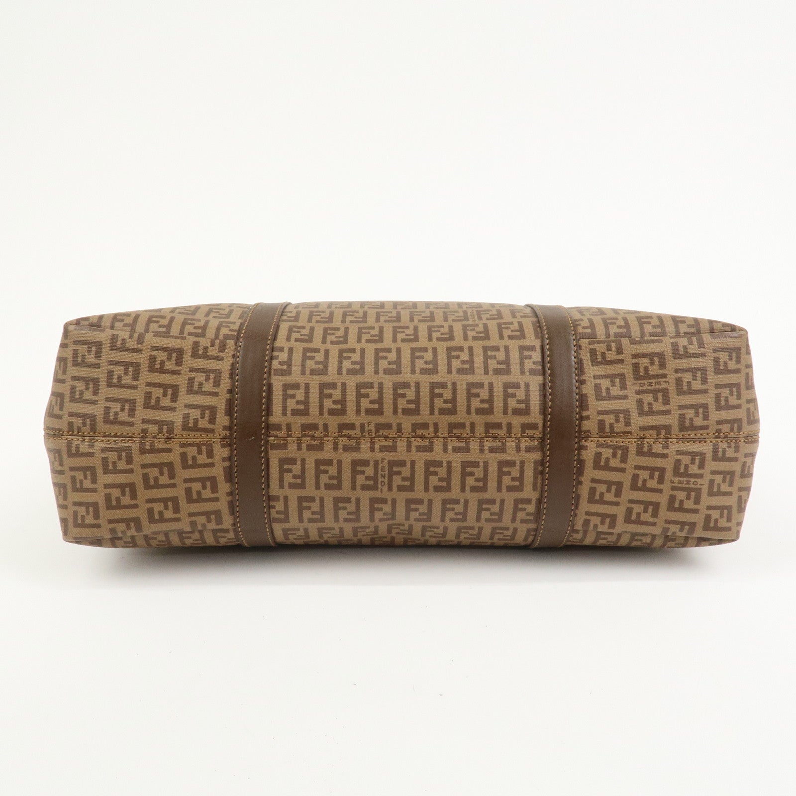 FENDI Zucchino PVC Tote Bag Shoulder Bag Hand Bag Brown 8BH238