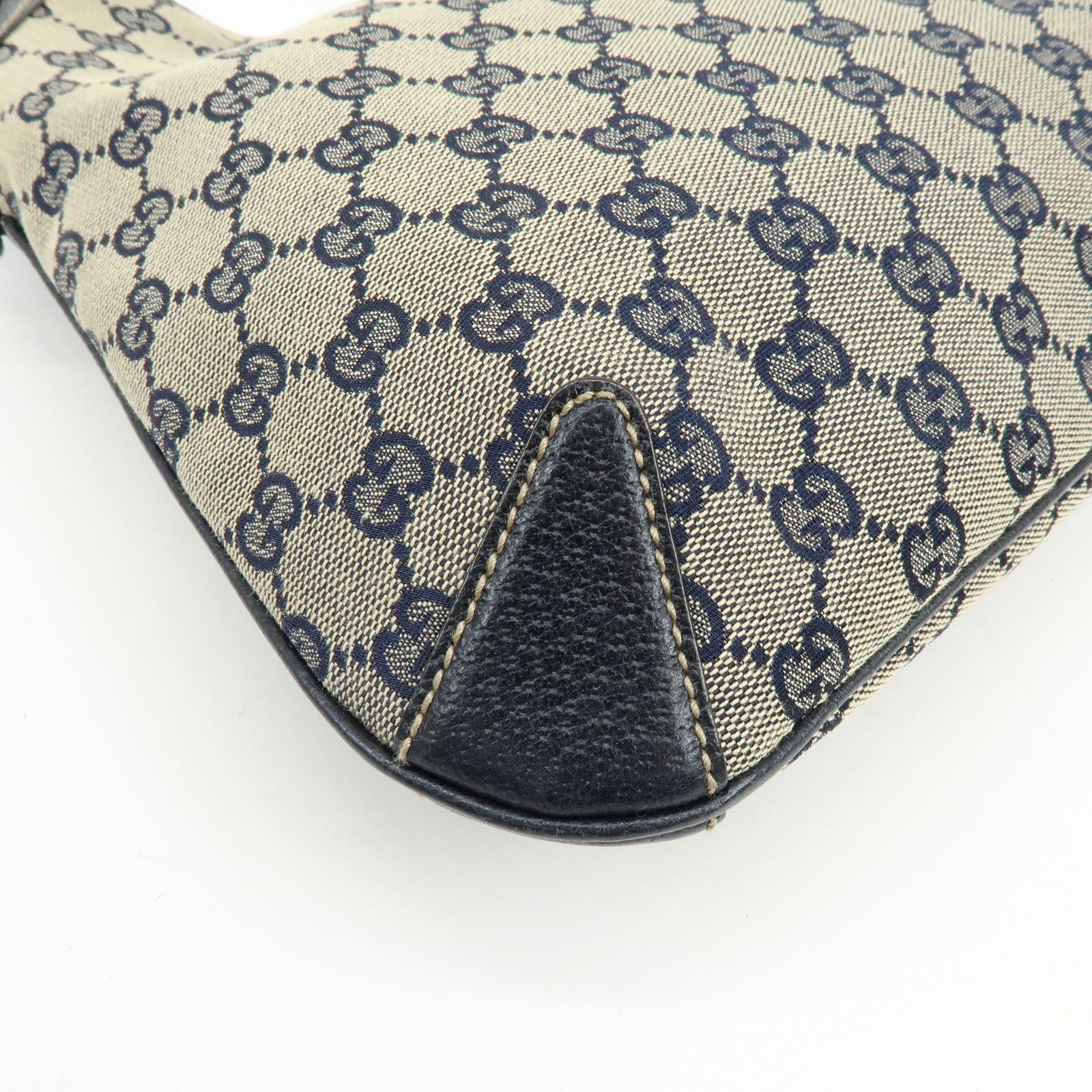 GUCCI Horsebit Sherry GG Canvas Leather Shoulder Bag Beige 145826
