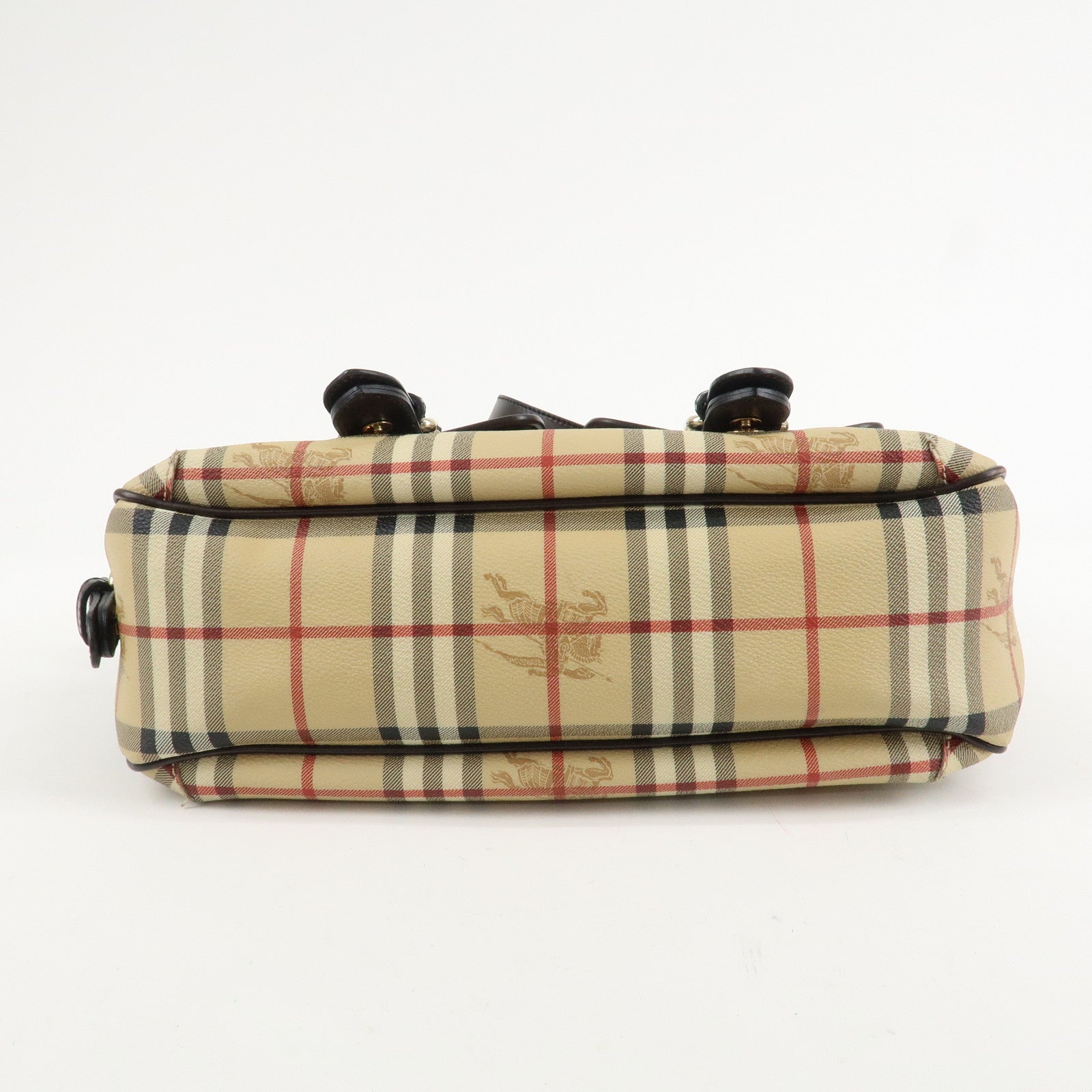 BURBERRY Nova Plaid Canvas Leather Shoulder Bag Hand Bag Used