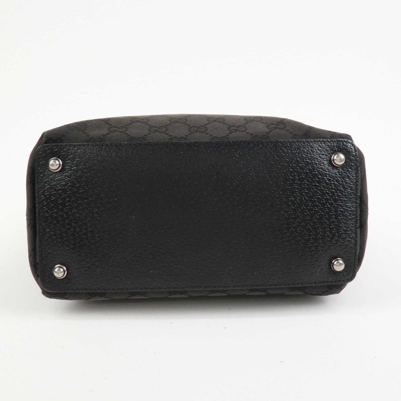 GUCCI GG Monogram Canvas Leather Tote Bag Hand Bag Black 120836