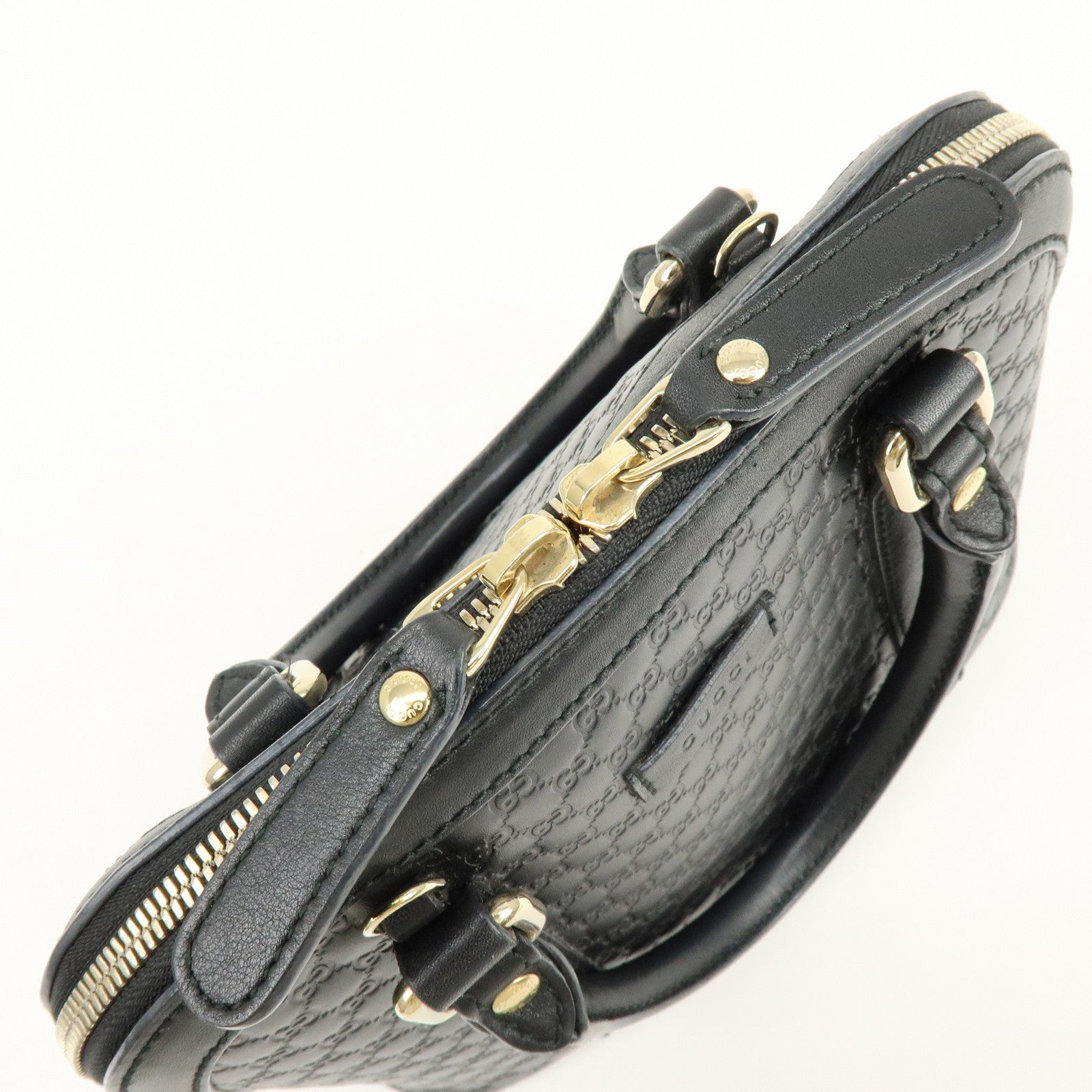 GUCCI Microguccissima Leather 2Way Bag Hand Bag Black 449654